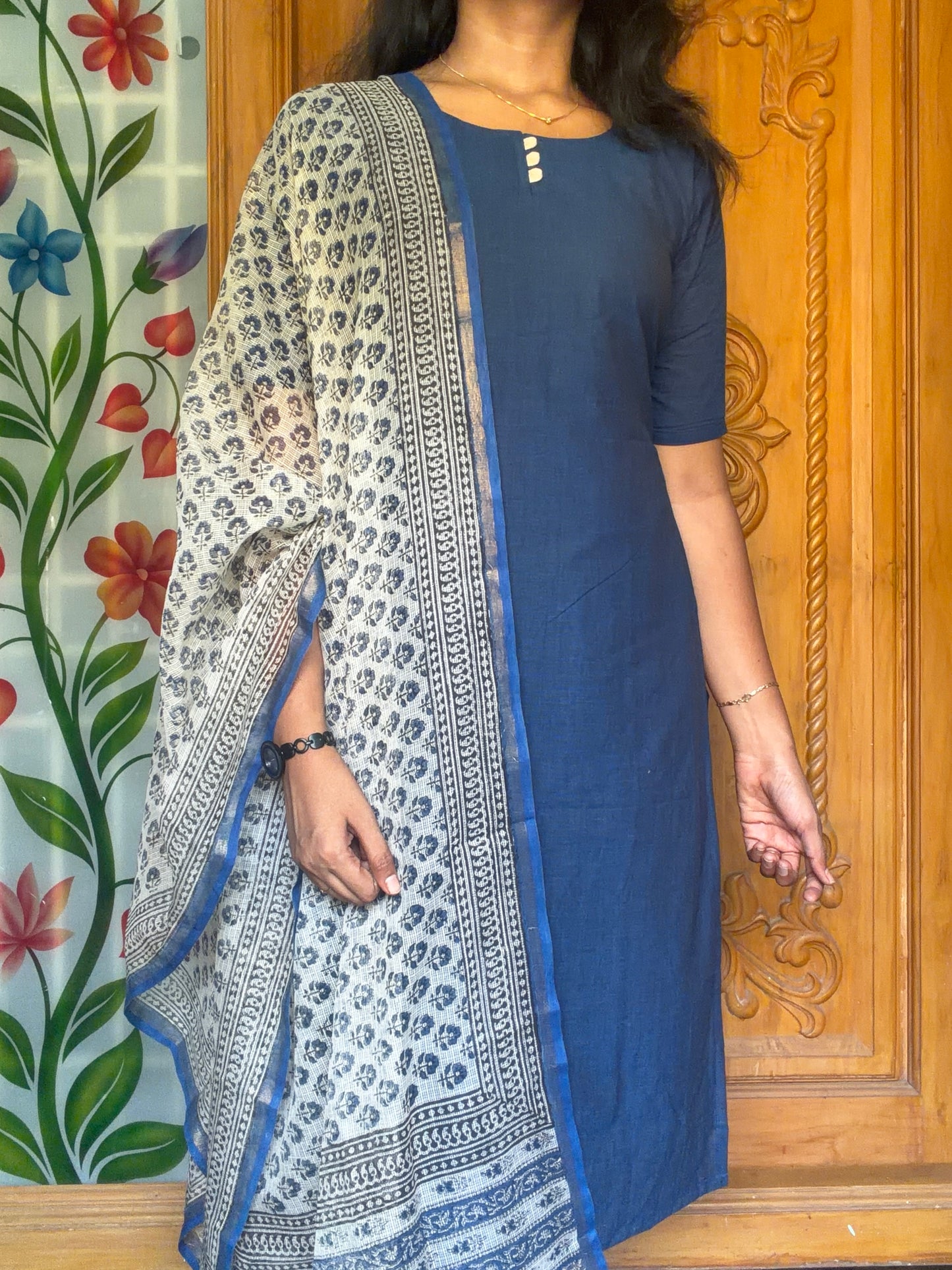 Pure cotton kurti with kota dupatta