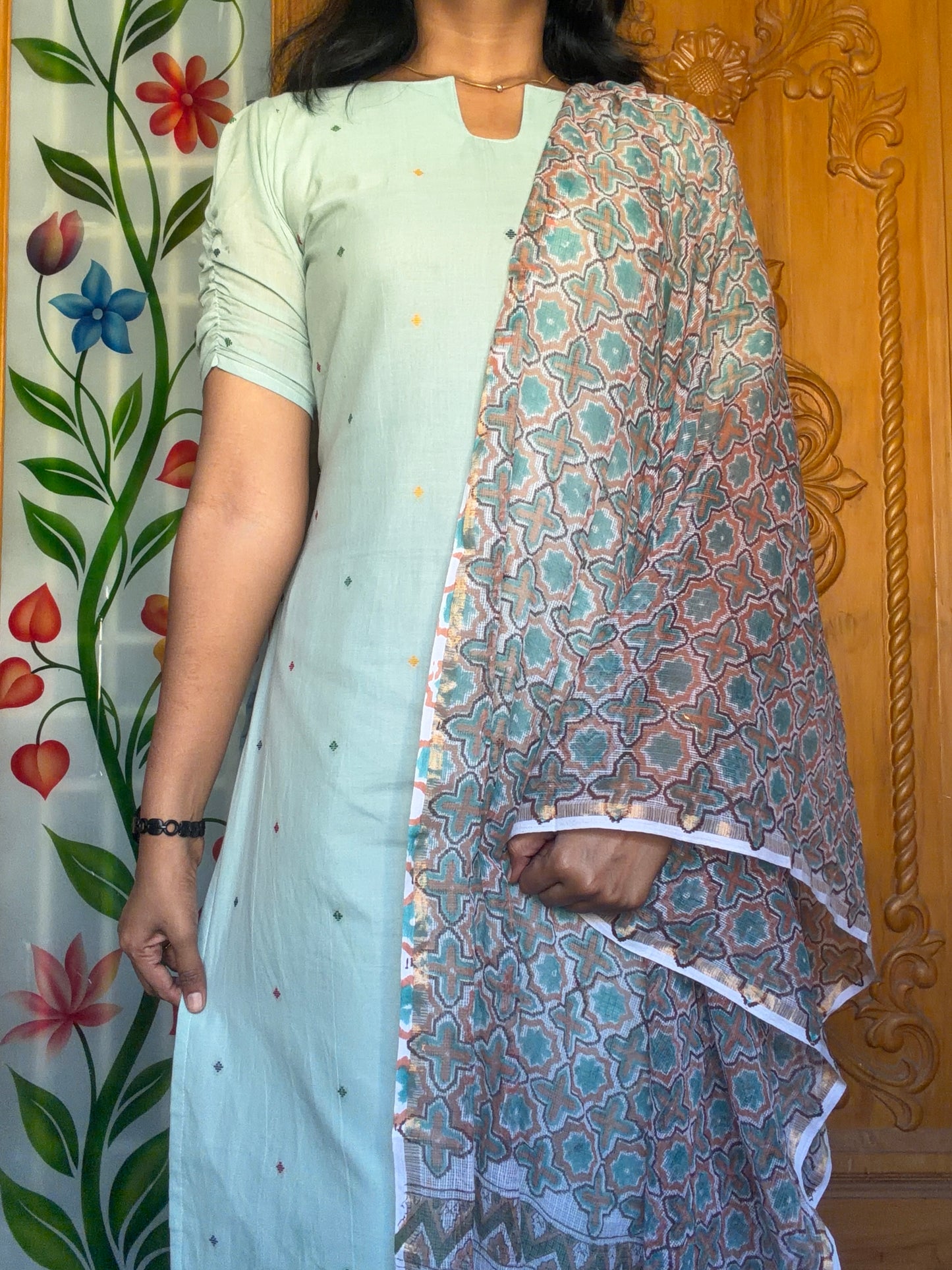 Soft cotton Kurti with Kota dupatta