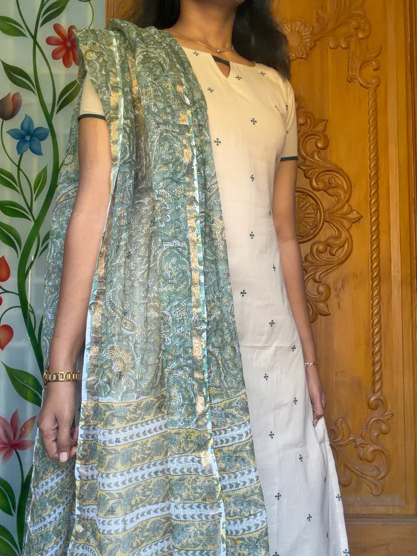 pure cotton Kurti with Kota dupatta