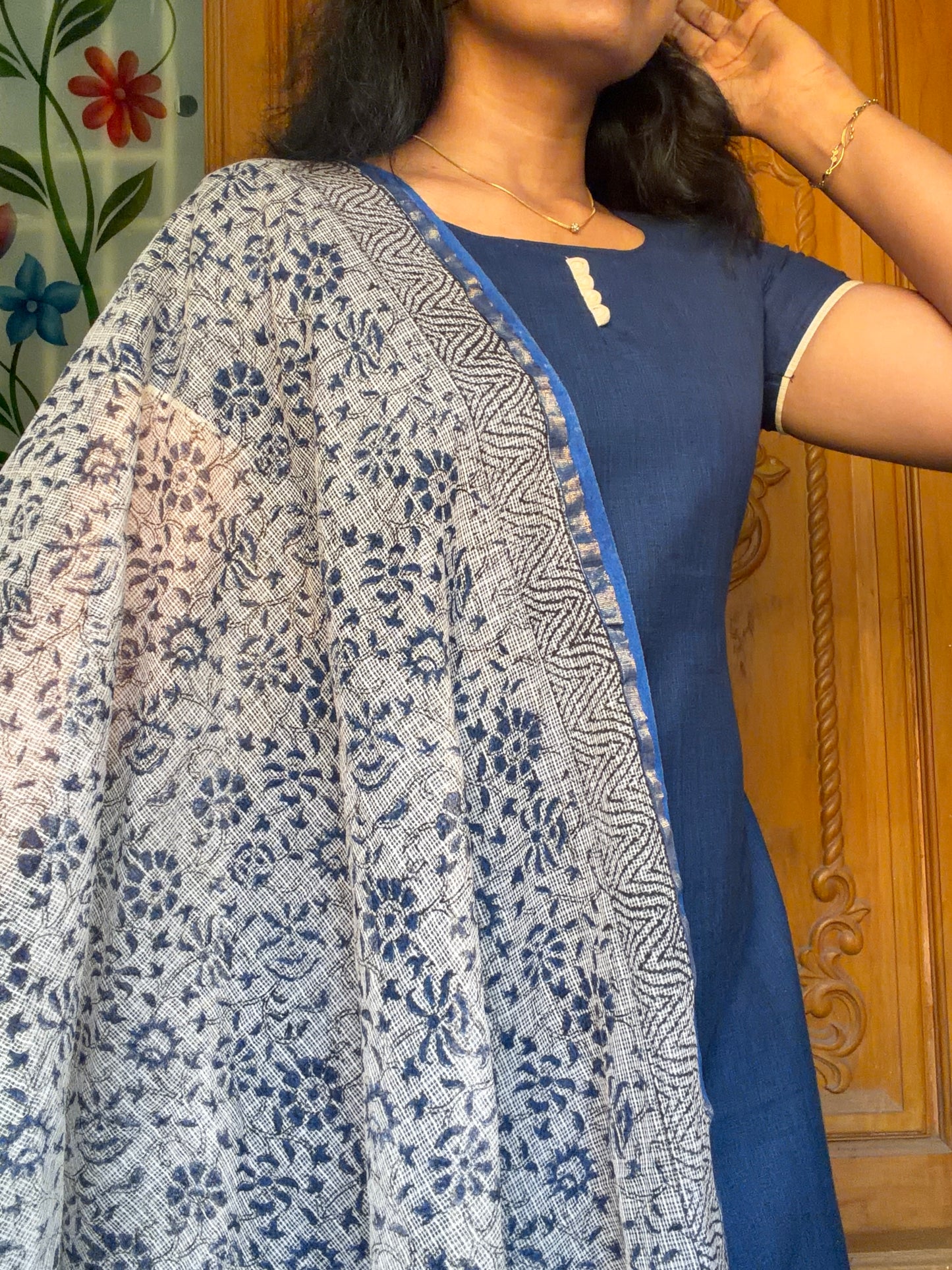 pure cotton kurti with kota dupatta