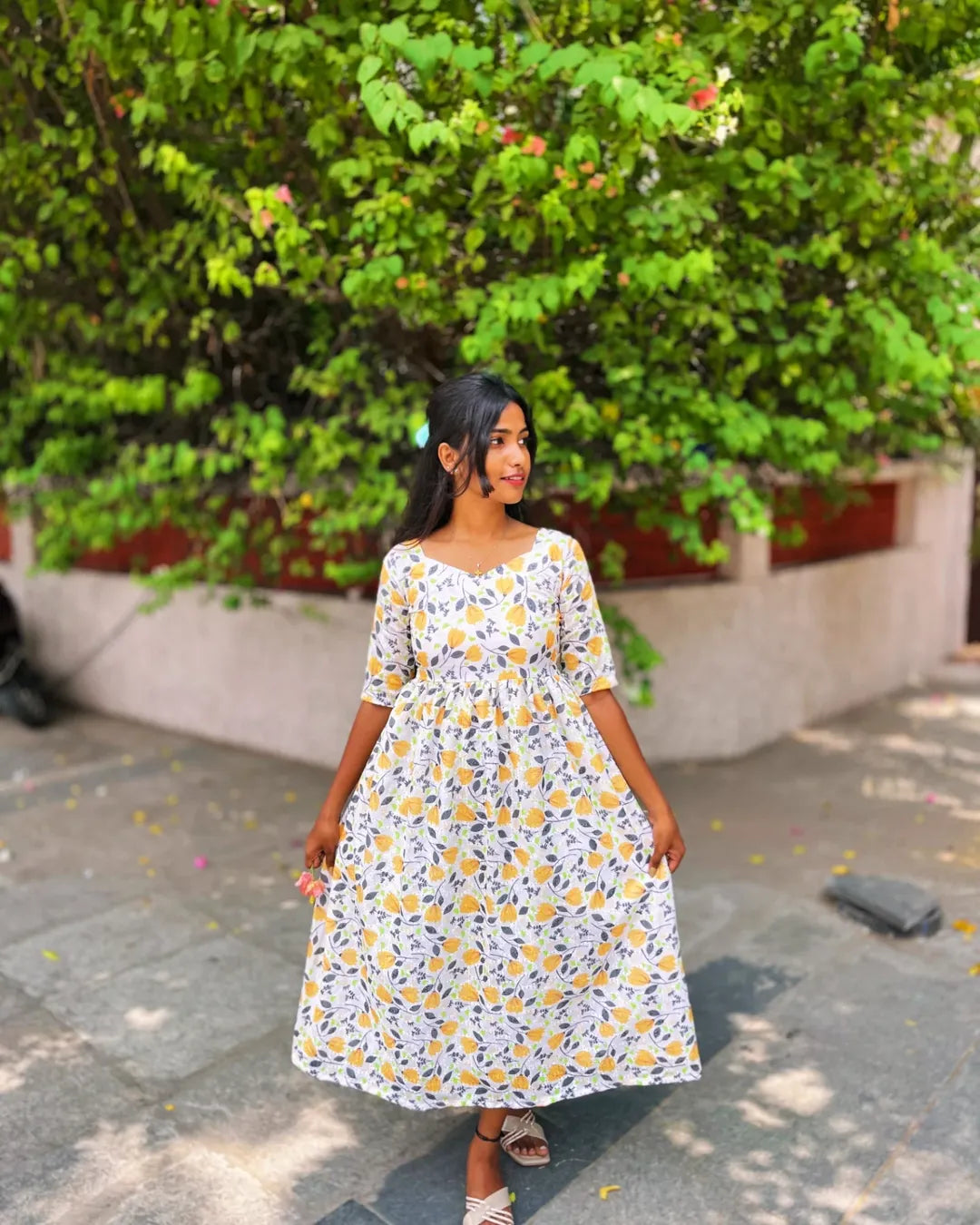 Yellow floral hacoba maxi
