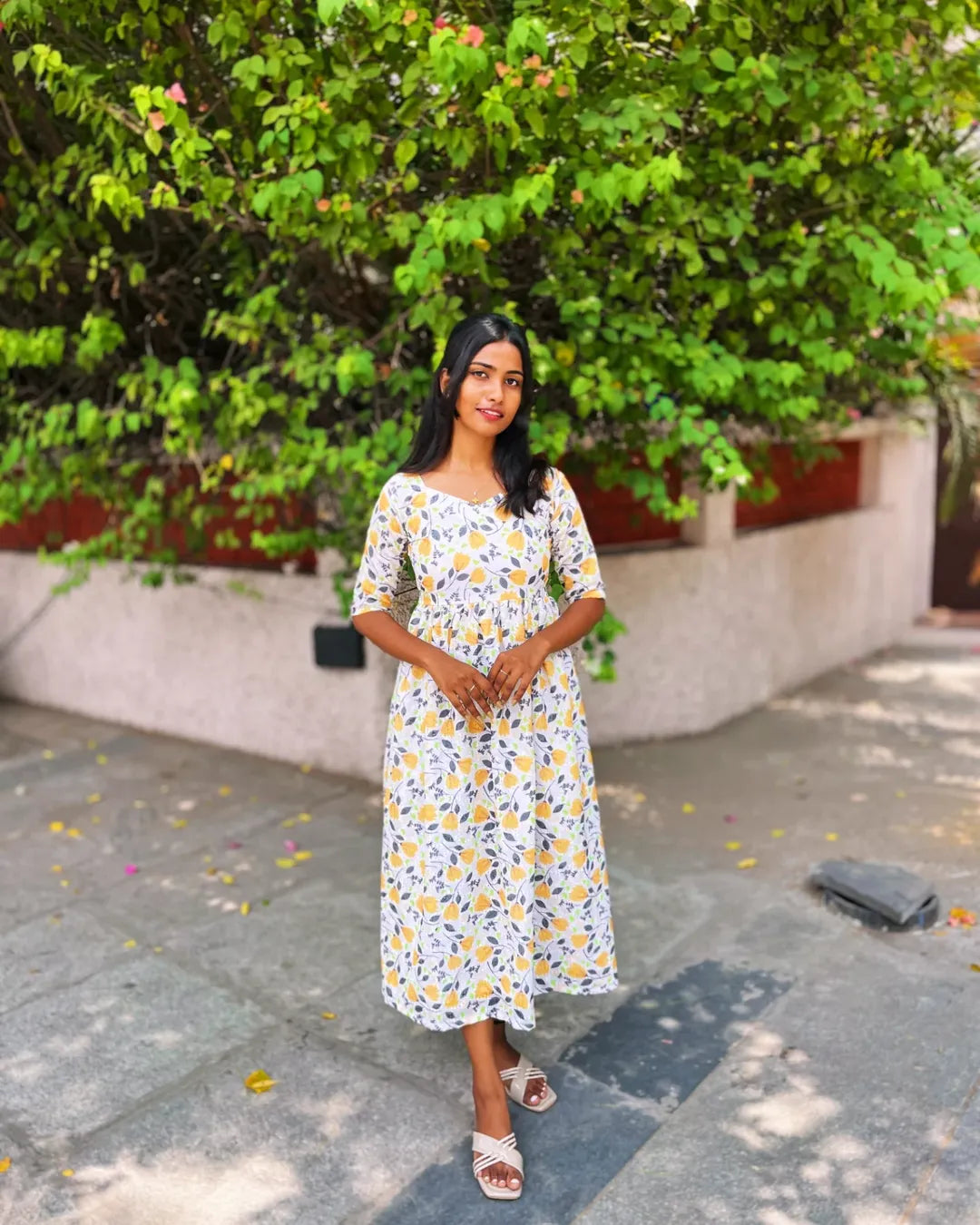 Yellow floral hacoba maxi