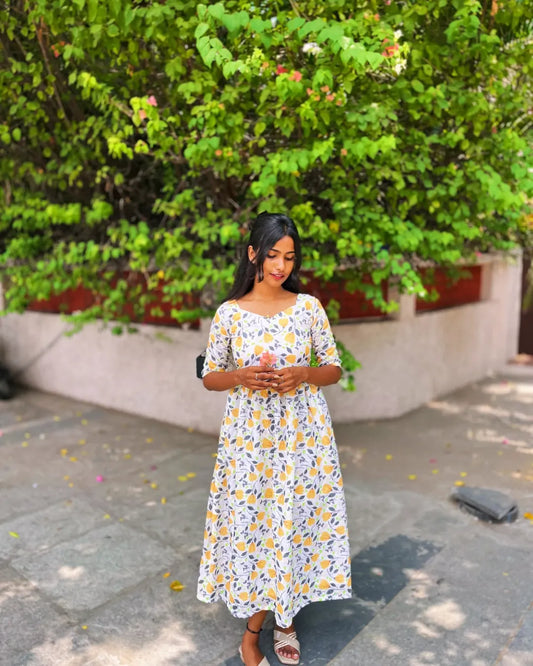 Yellow floral hacoba maxi