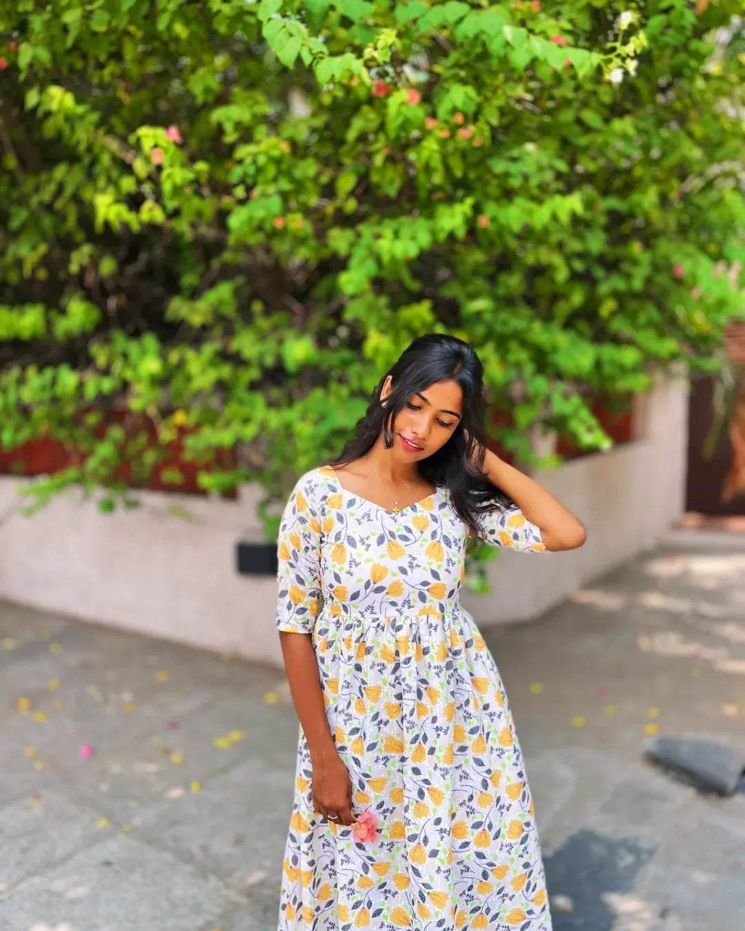 Yellow floral hacoba maxi