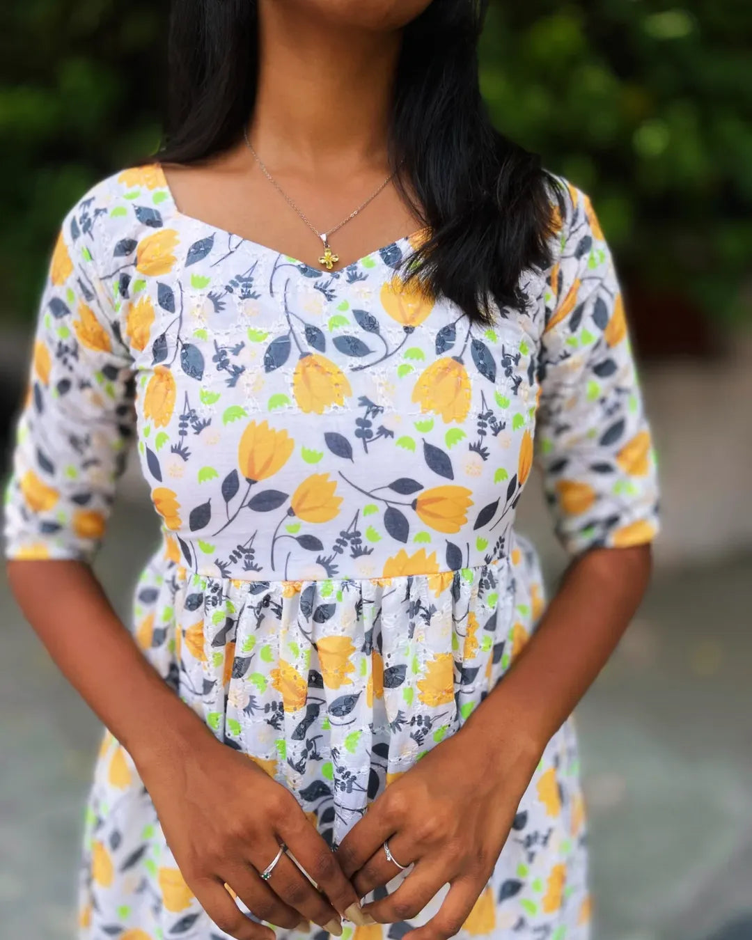 Yellow floral hacoba maxi