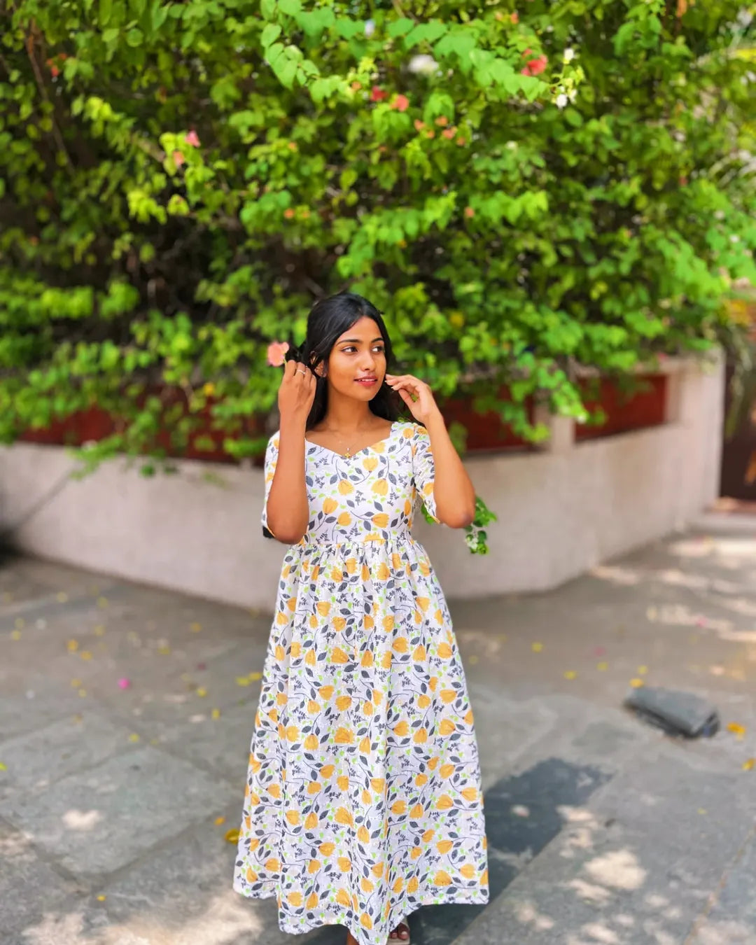 Yellow floral hacoba maxi