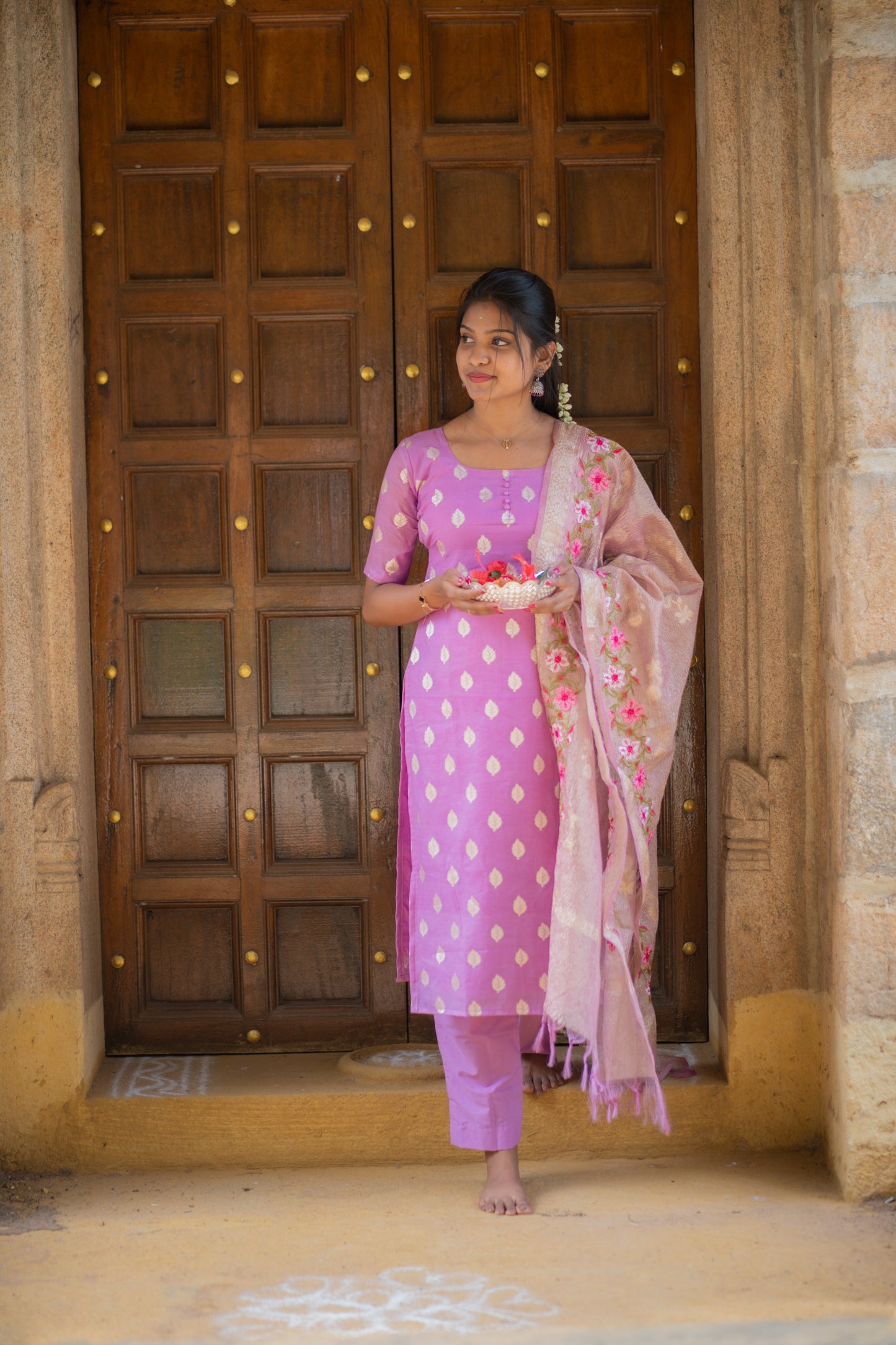 Premium Chanderi lorex 3 piece set
