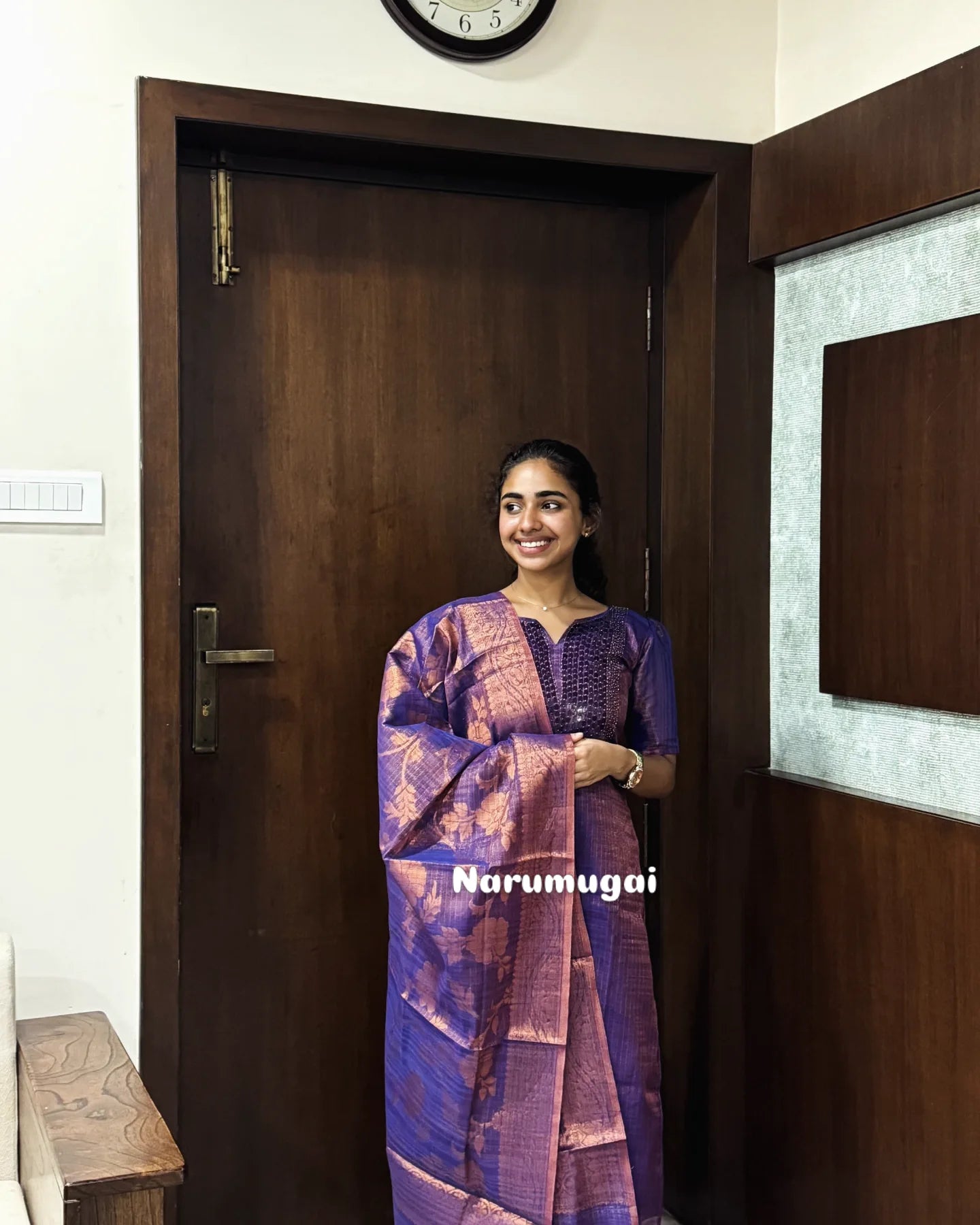 Purple Tussar Silk Kurti Set with Banaras Duppata