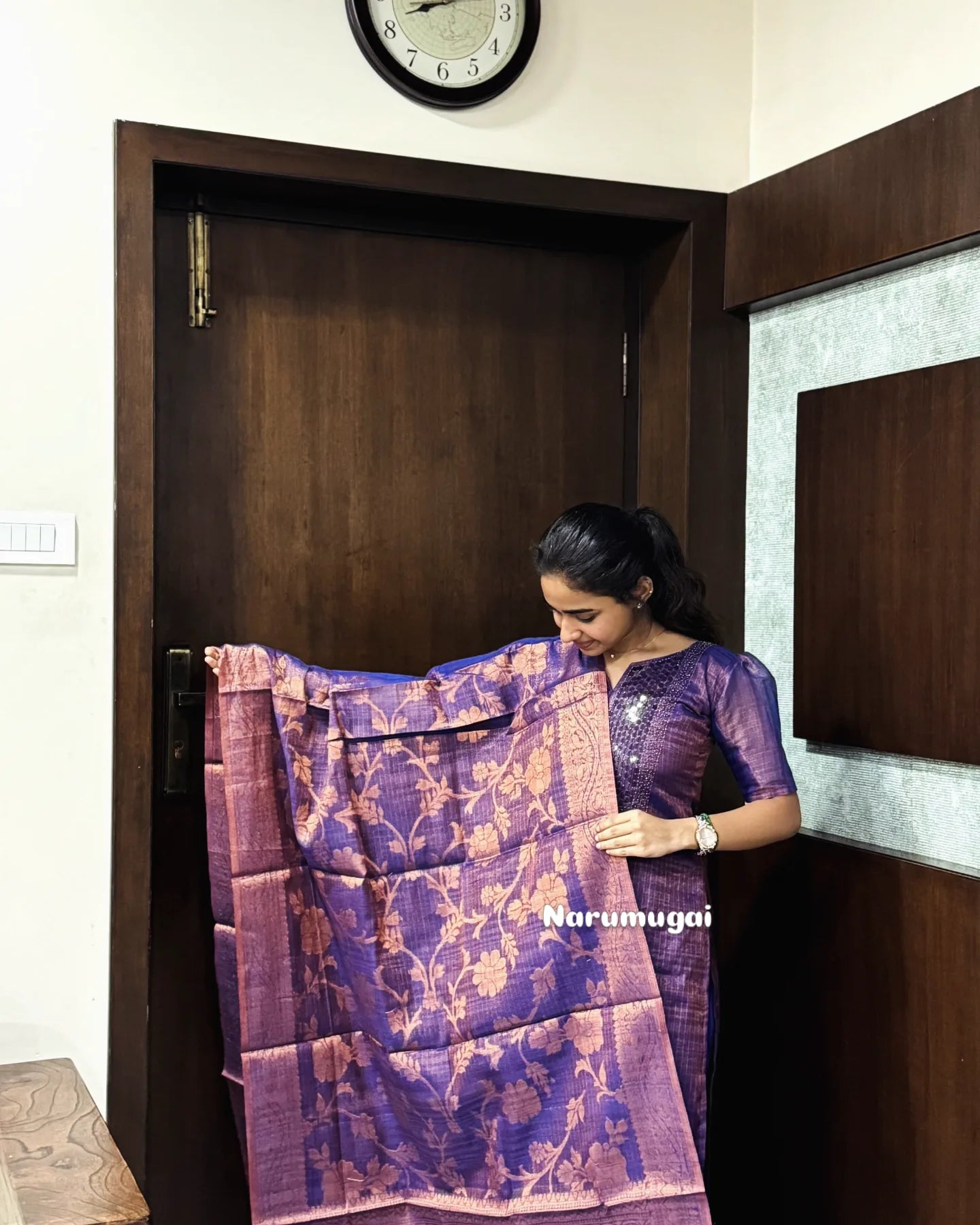 Purple Tussar Silk Kurti Set with Banaras Duppata