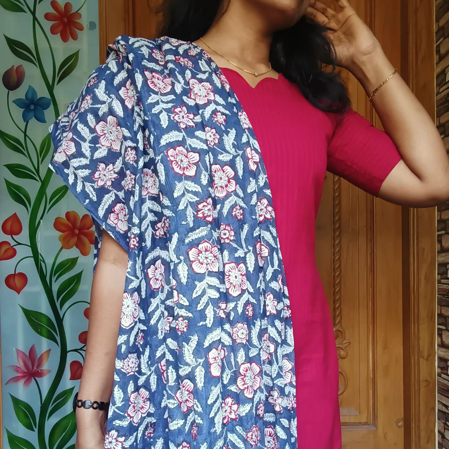 Pure handloom cotton kurti with dupatta