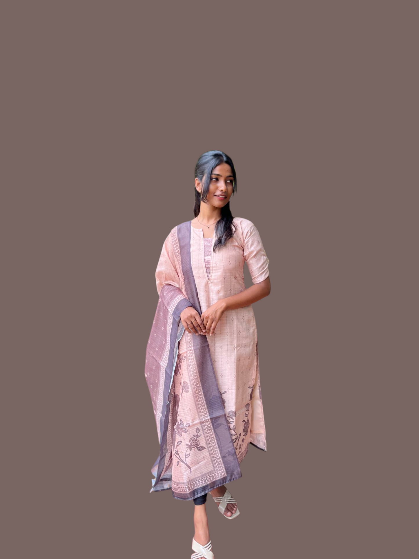 Tussar kurti with dupatta set