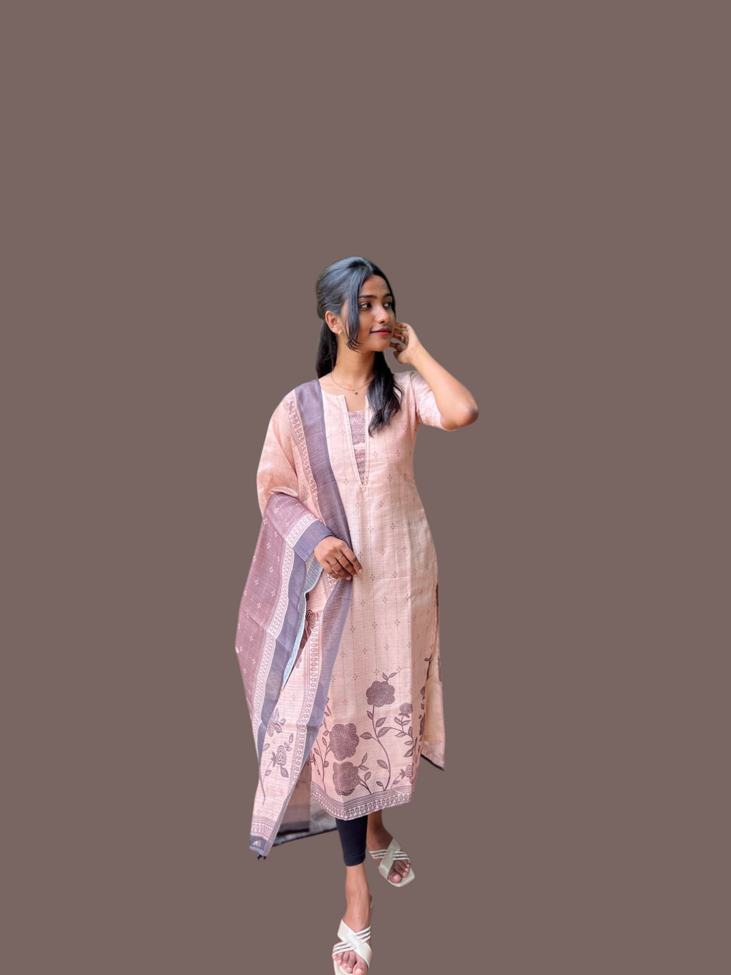 Tussar kurti with dupatta set