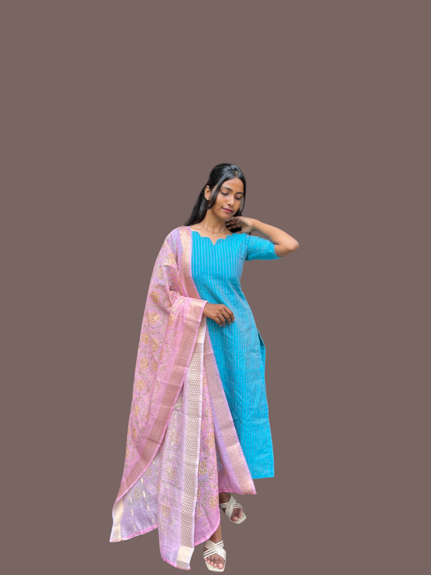 Handloom cotton kurti with chanderi dupatta