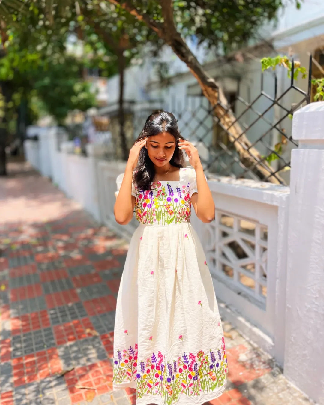 pure cotton hand embroidery maxi