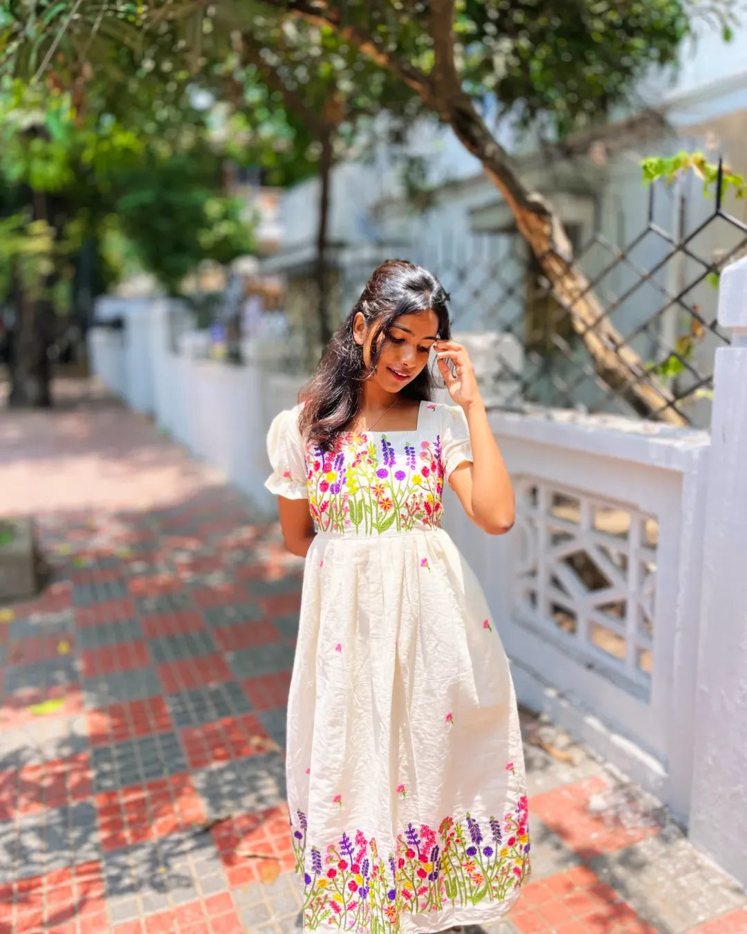 pure cotton hand embroidery maxi
