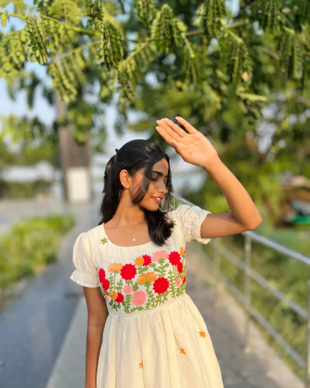 Premium cotton  hand embroidery maxi