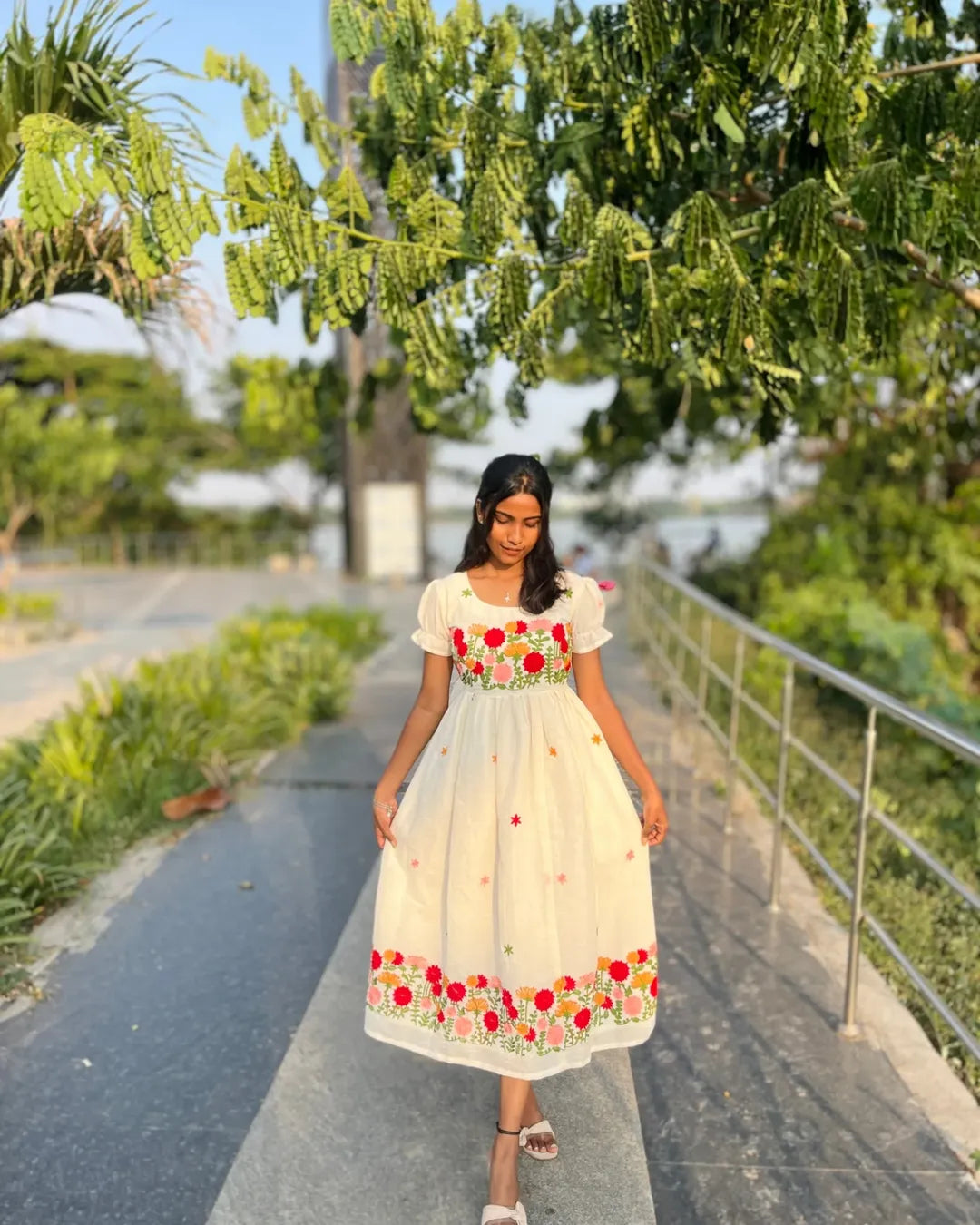 Premium cotton  hand embroidery maxi