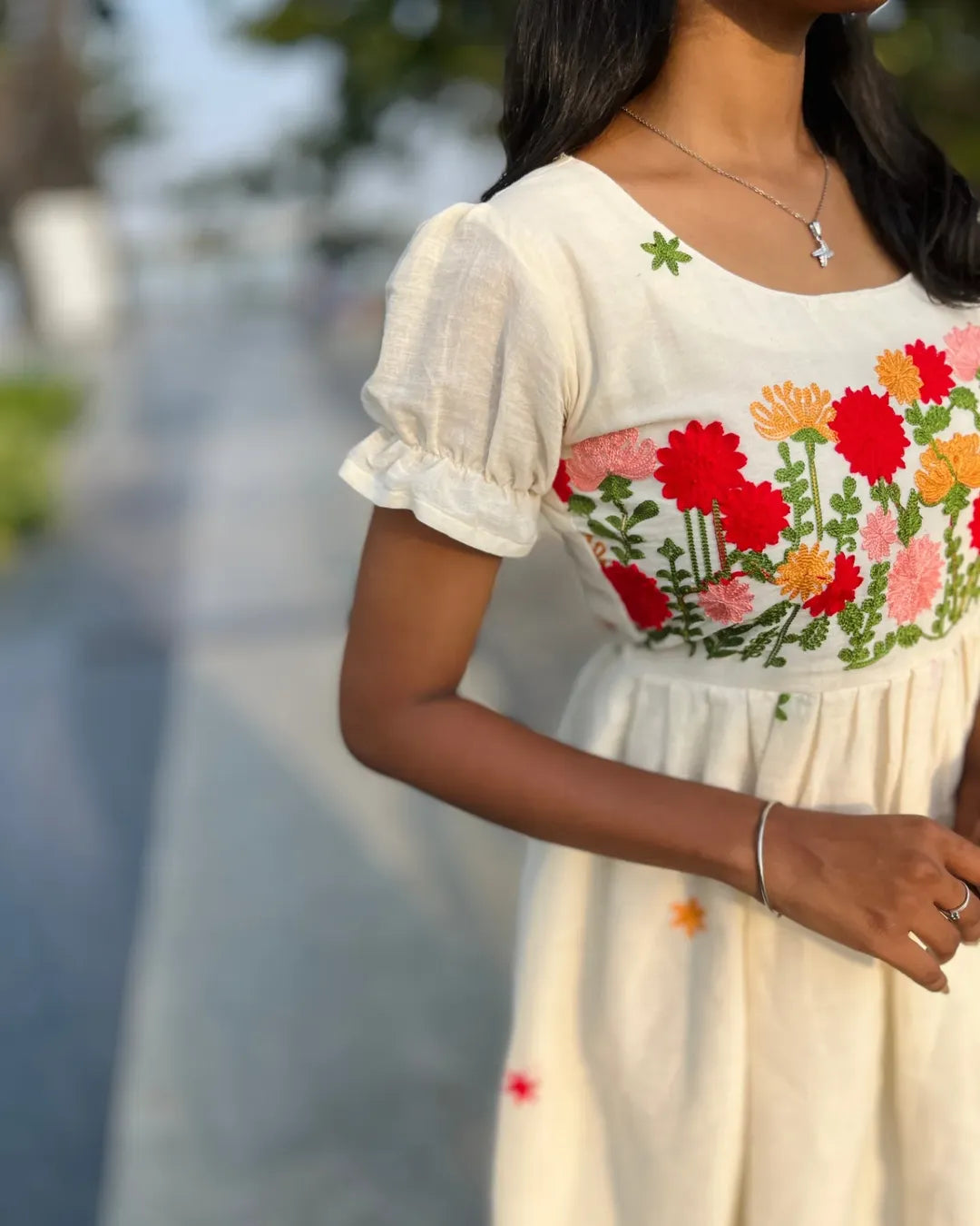 Premium cotton  hand embroidery maxi