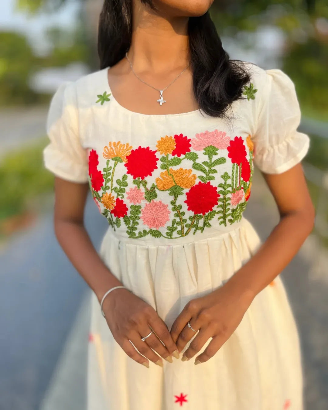 Premium cotton  hand embroidery maxi