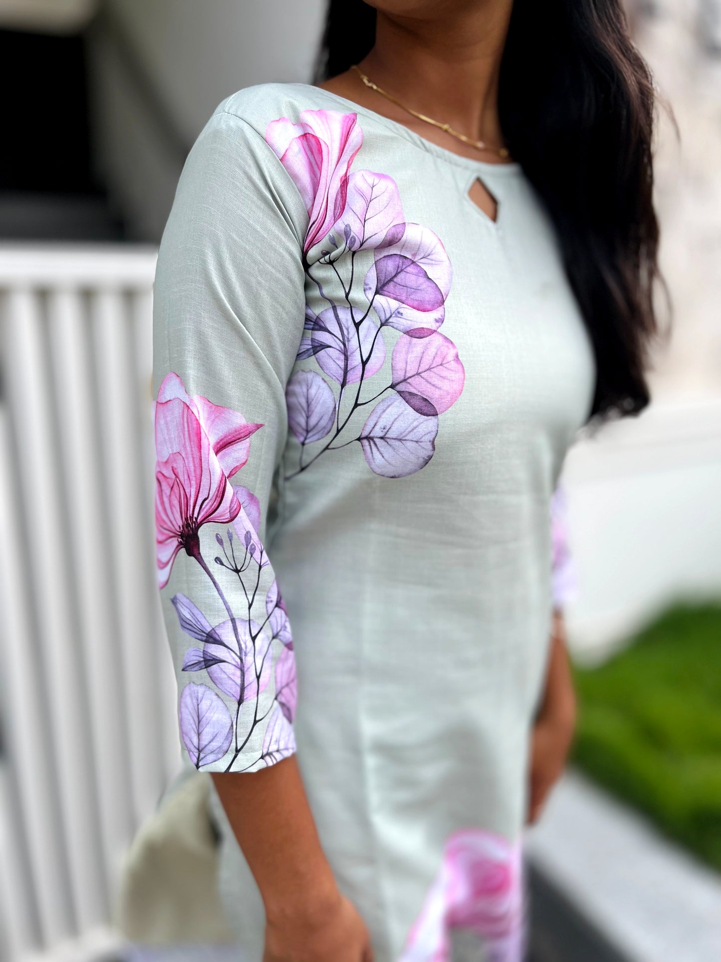 Pista green Linen kurti (with lining)