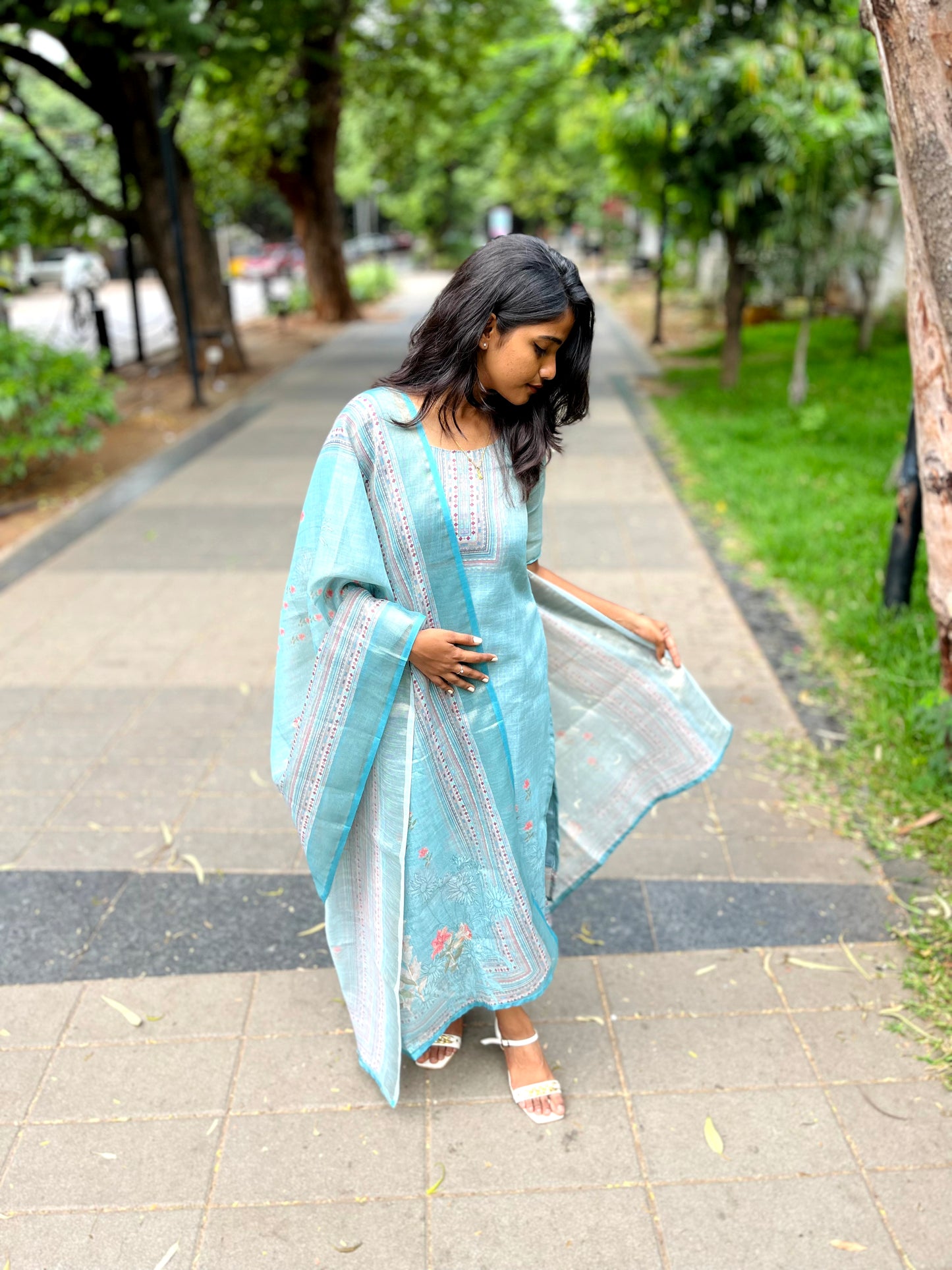 NC03-premium tissue kurti + duppata