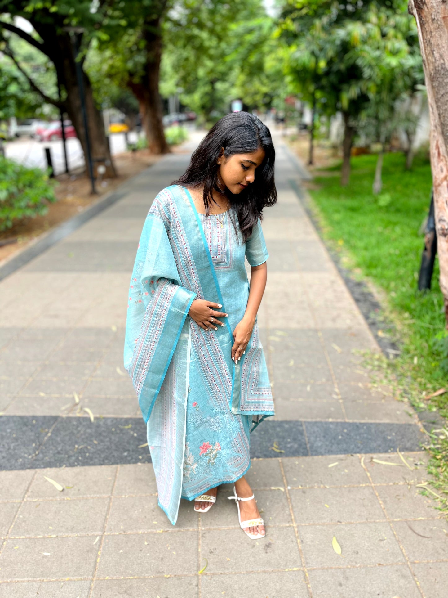 NC03-premium tissue kurti + duppata