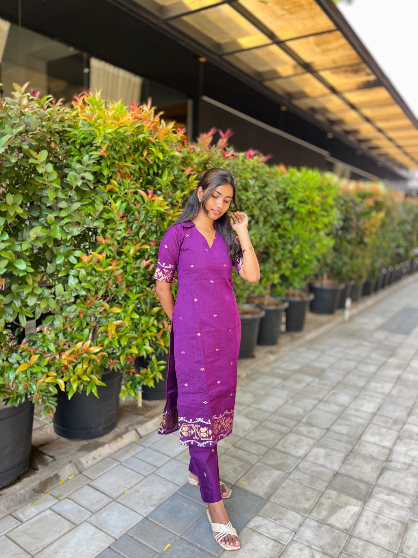 Jamdani kurti with pant set (pre - order)