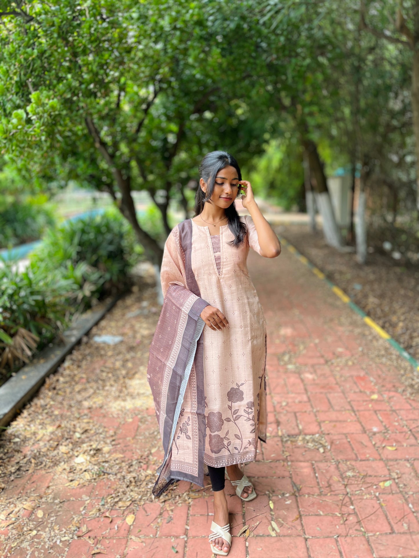 Tussar kurti with dupatta set