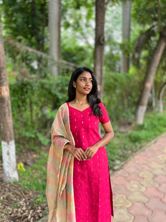 Handloom raw silk 3 piece set