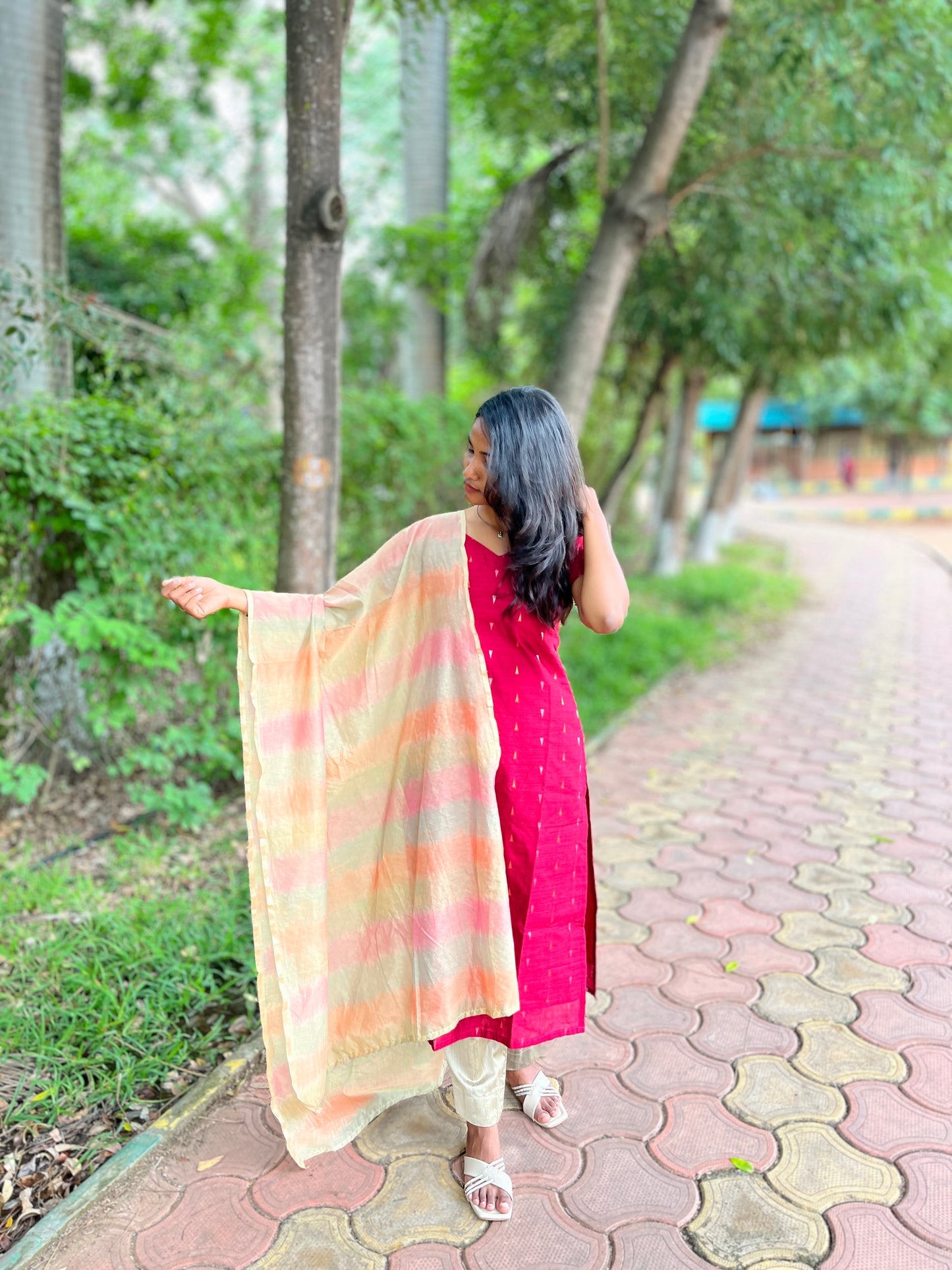 Handloom raw silk 3 piece set
