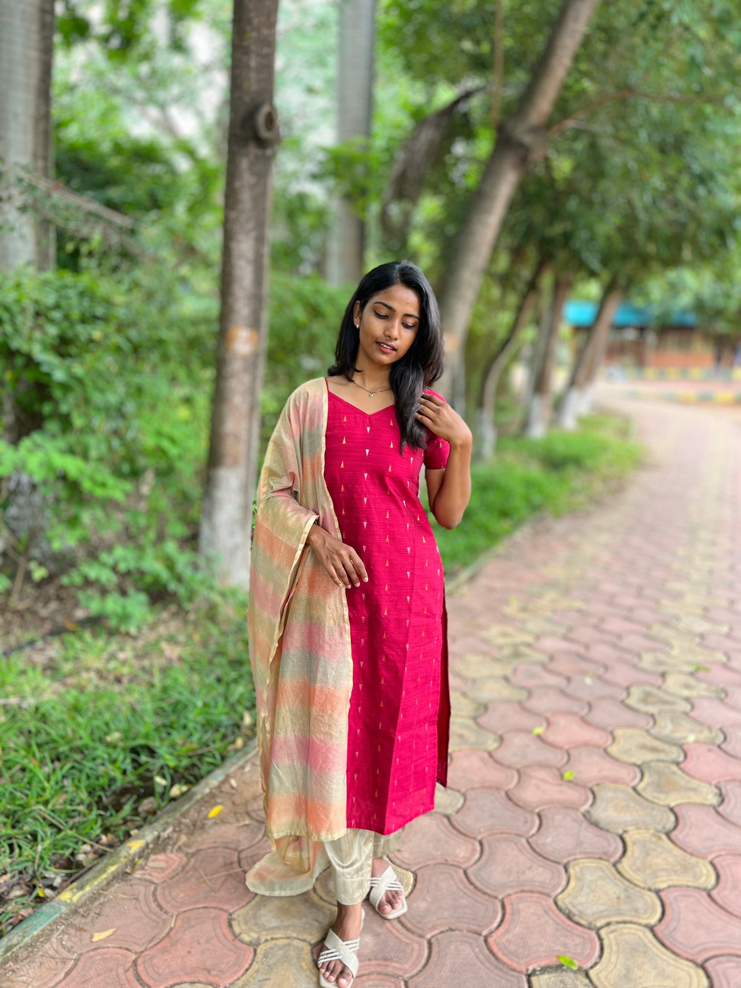 Handloom raw silk 3 piece set