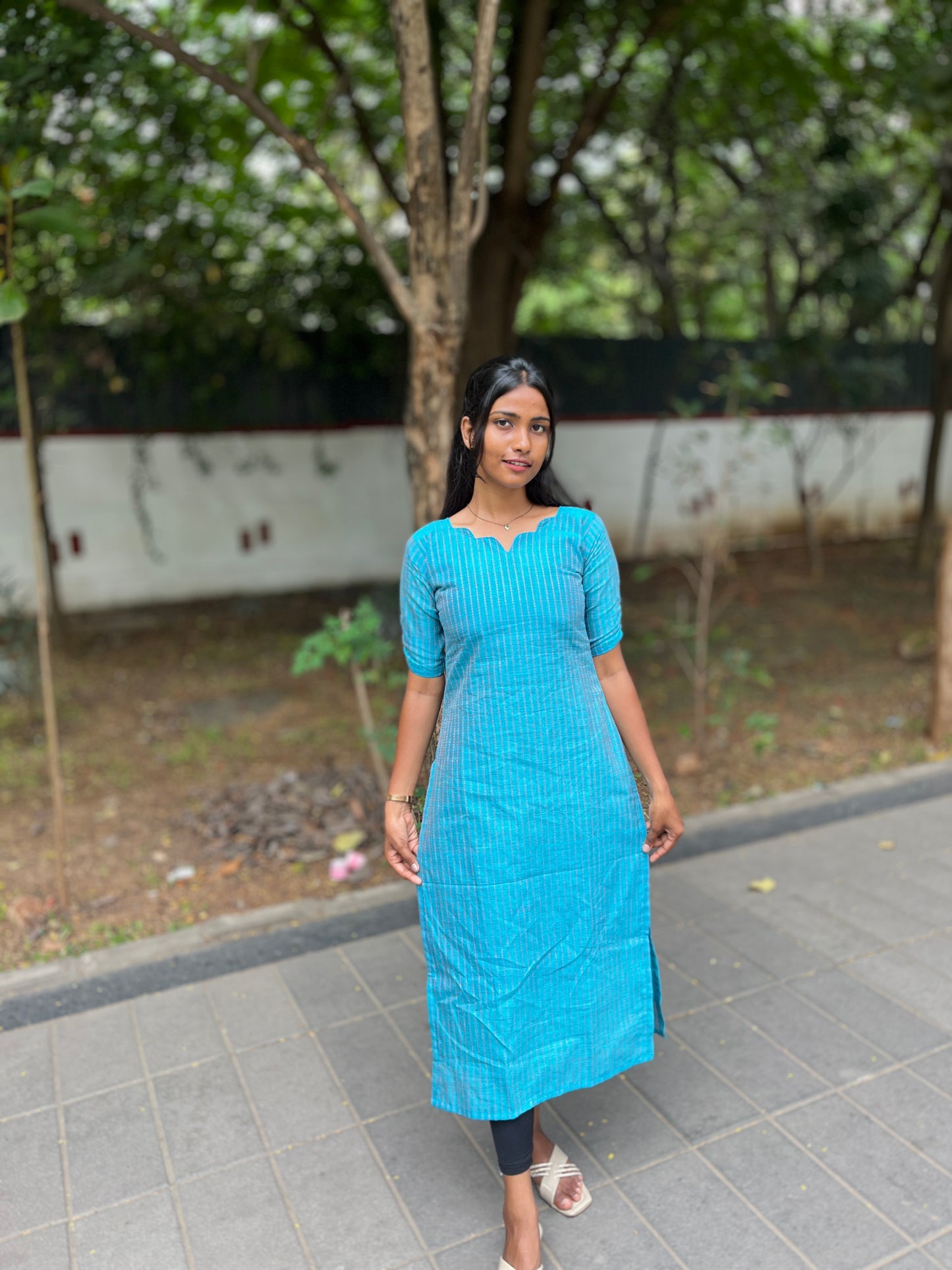 Handloom cotton kurti with chanderi dupatta