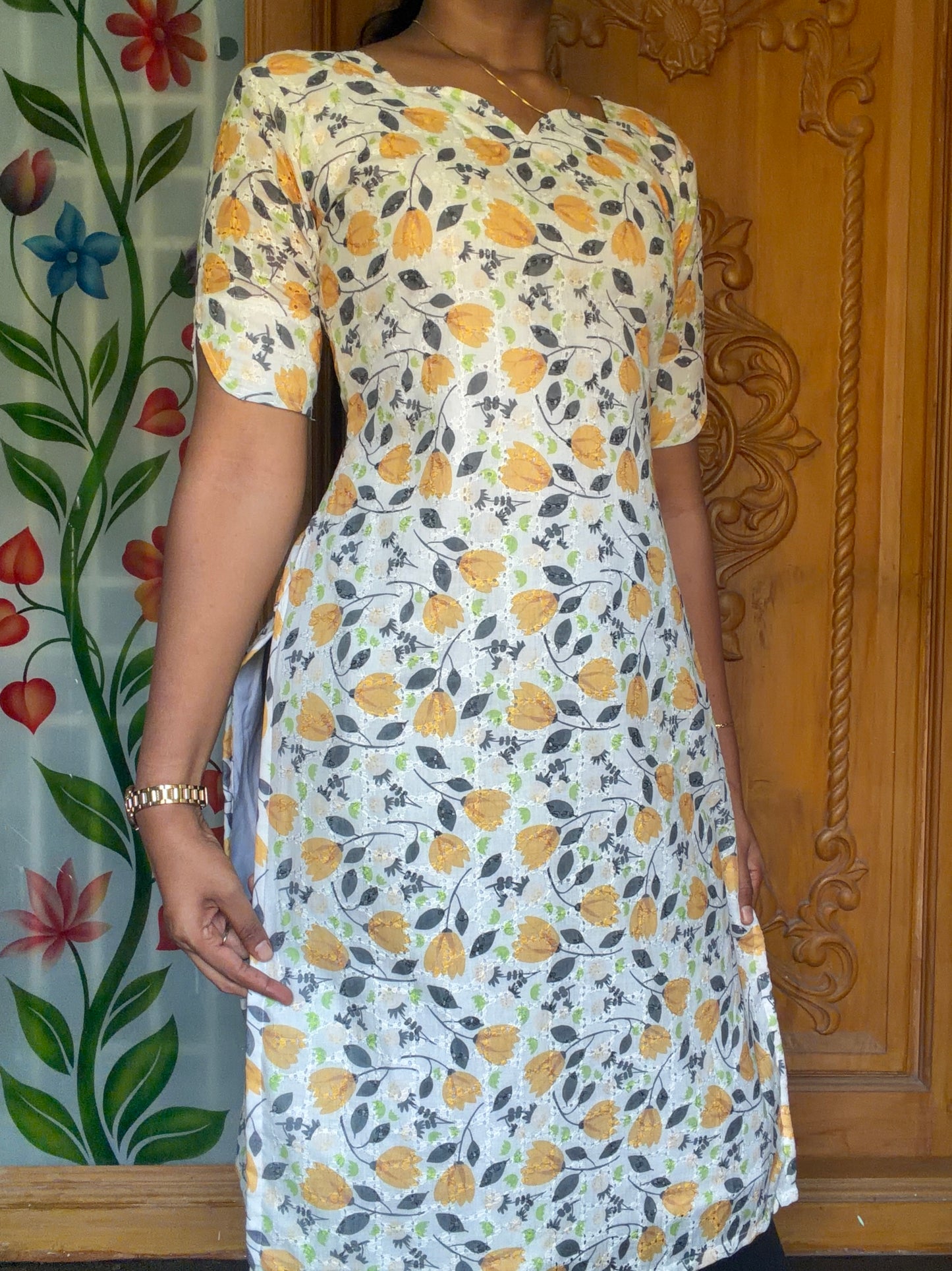 floral printed Hacoba cotton kurti