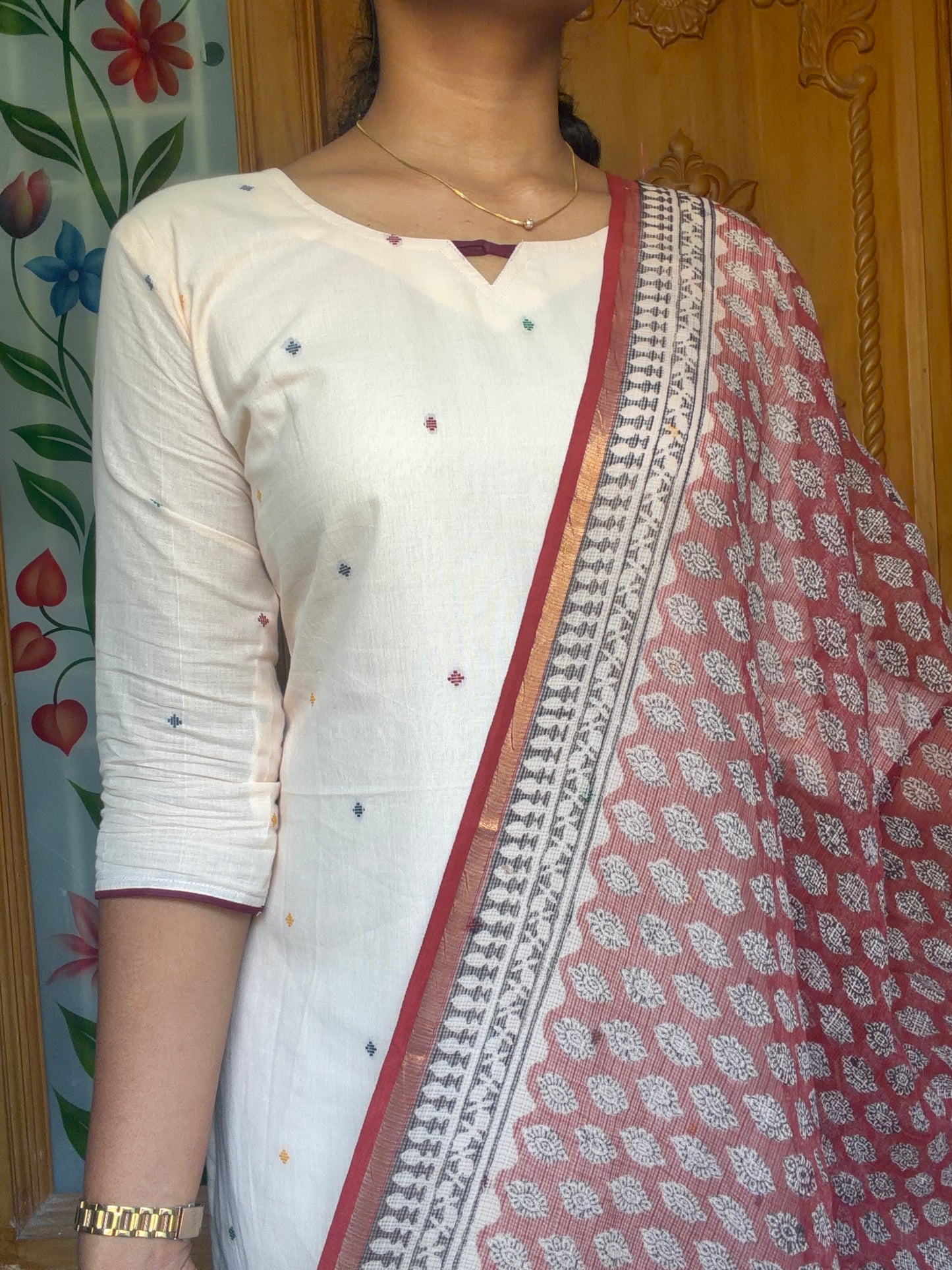 Handloom Cotton kurti with Kota dupatta
