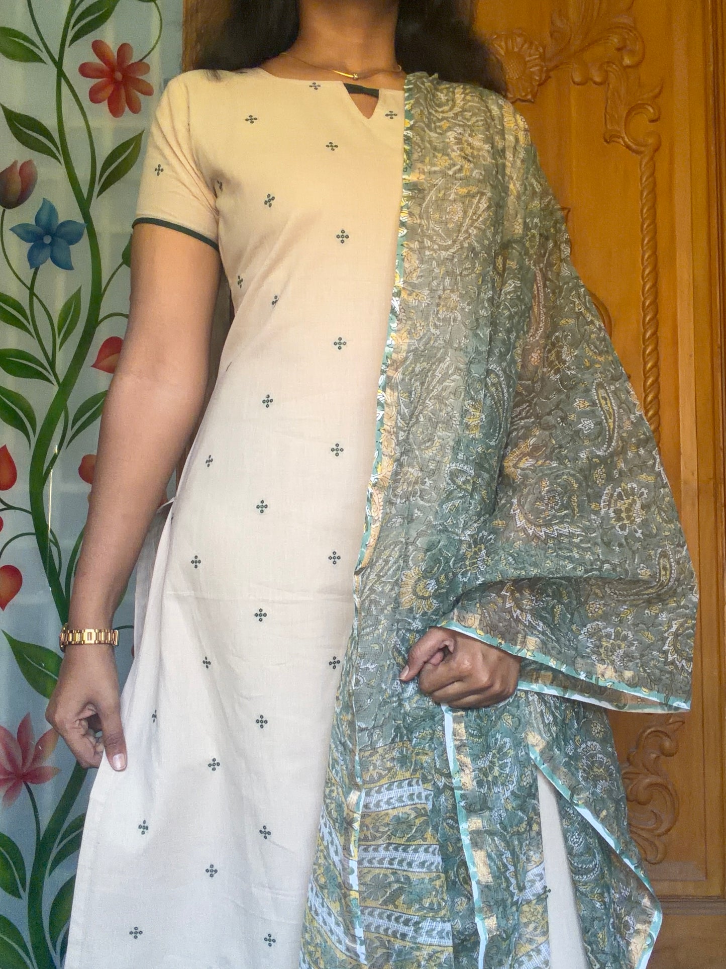 pure cotton Kurti with Kota dupatta