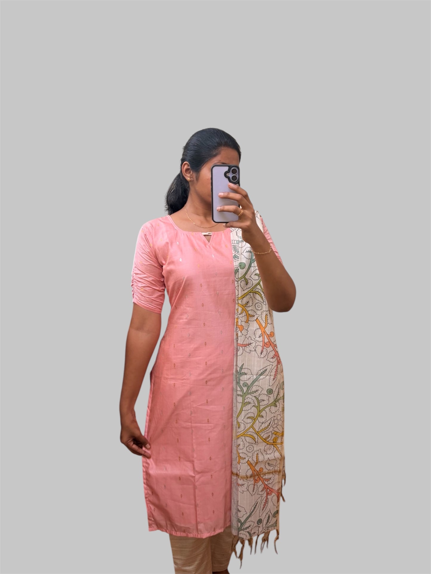 Buttersilk Kurti set with floral printed dupatta