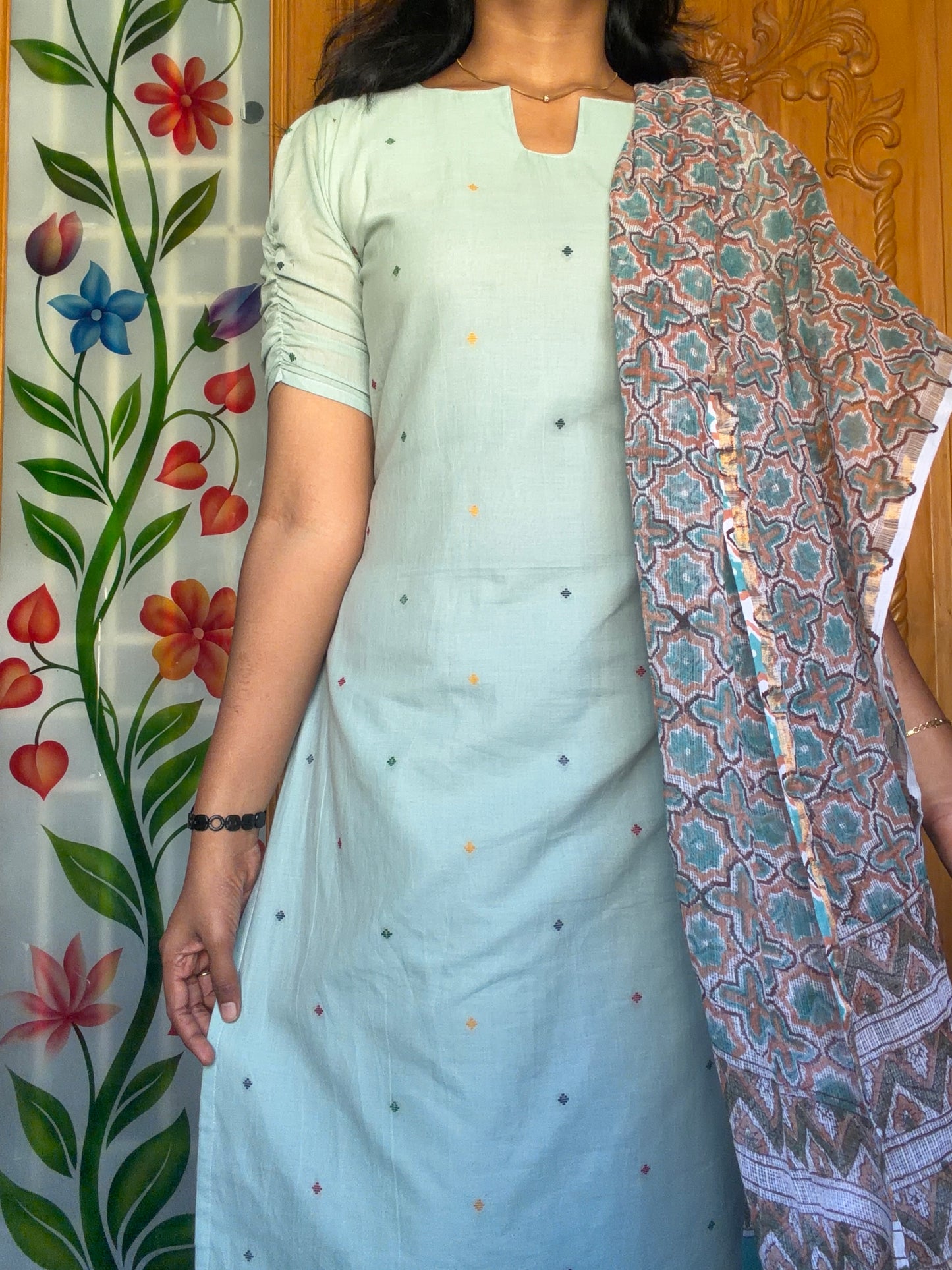 Soft cotton Kurti with Kota dupatta