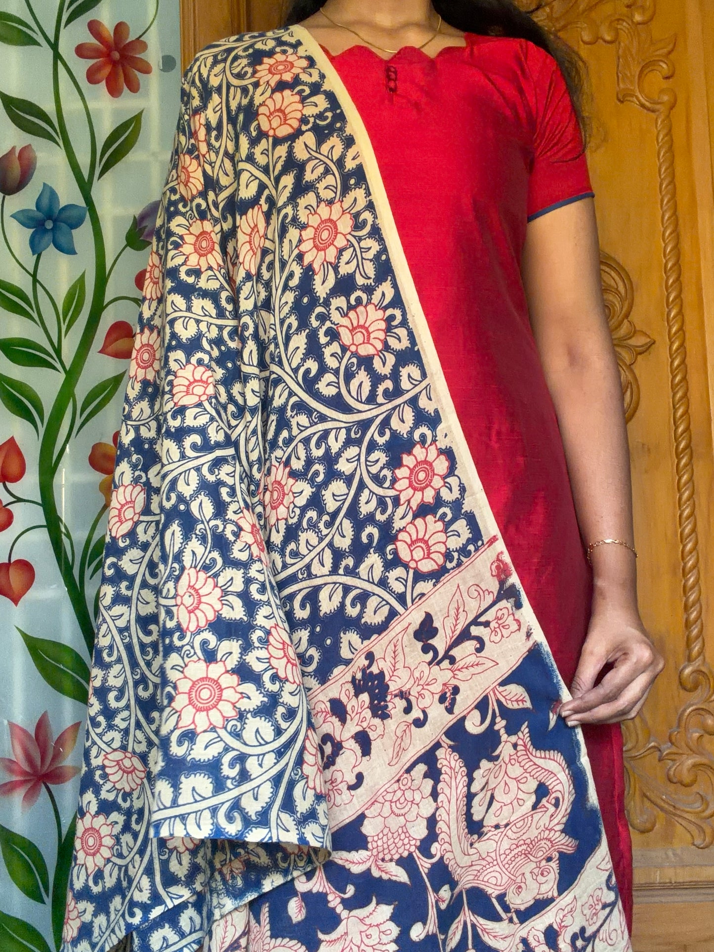 kalamkari kurti set with dupatta (3pcs set)