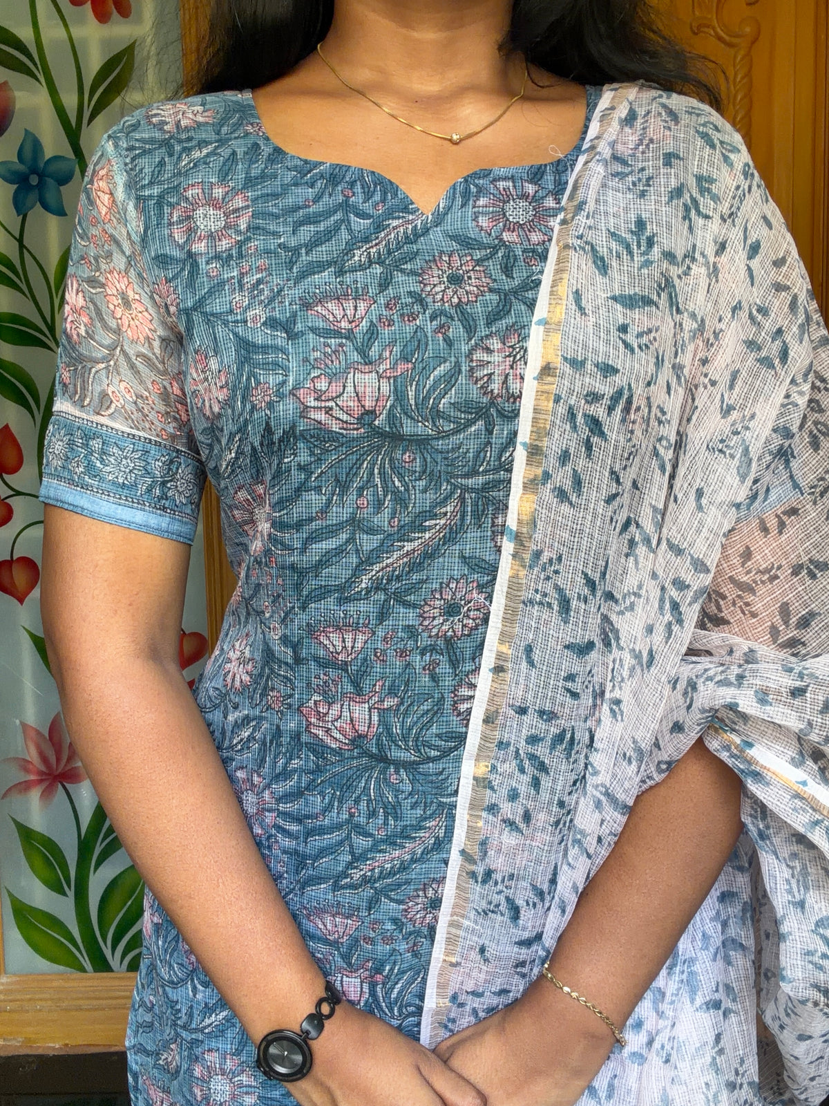 Blue Blossom - Pure Kota Doria 3pcs