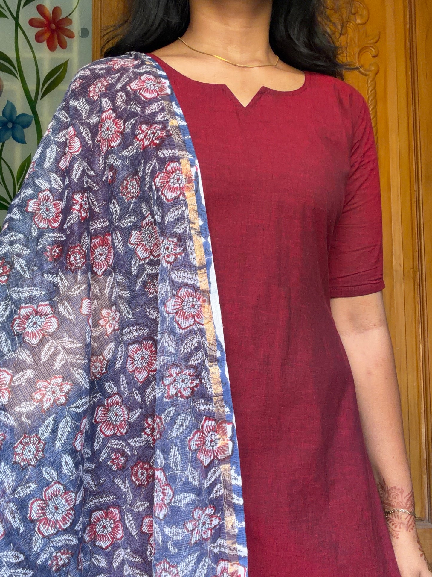 Pure cotton kurti with Kota dupatta
