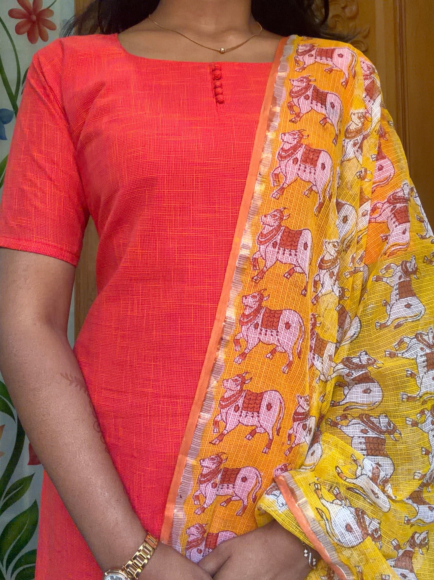 pure cotton Kurti with Kota Dupatta