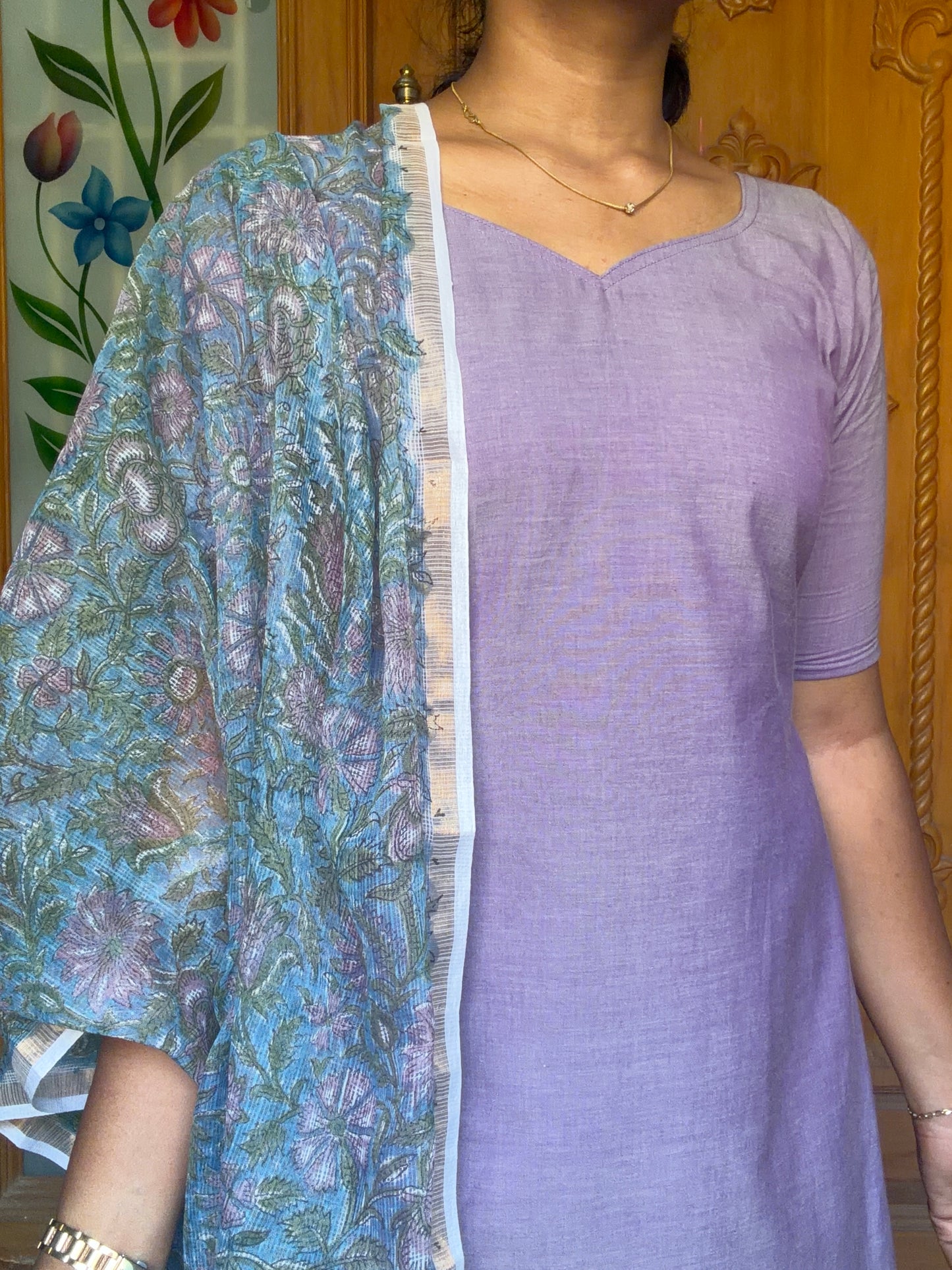 Cotton Kurti with Kota dupatta