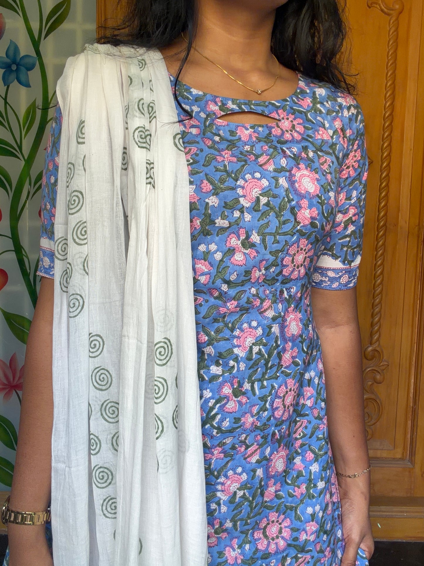 Meghna blue – Handblock Cotton (3 piece Set)