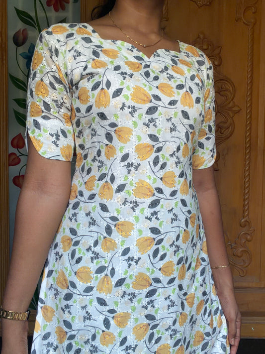 floral printed Hacoba cotton kurti