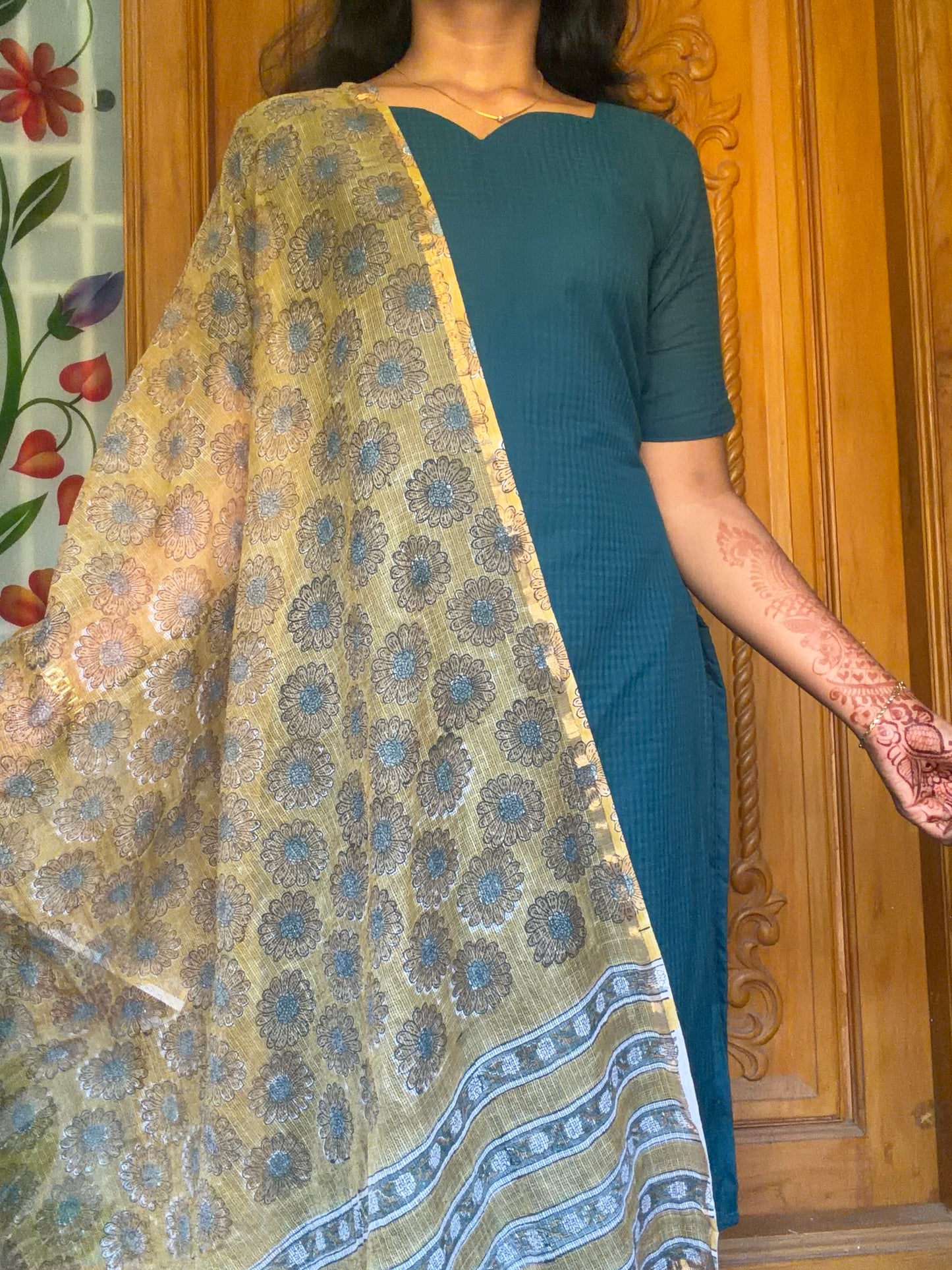 Pure cotton Kurti with Kota dupatta