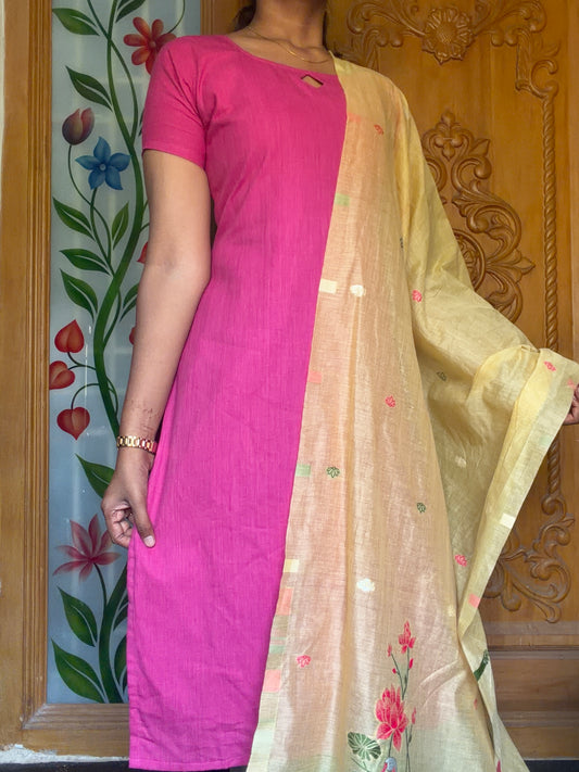 Pure cotton Kurti with jamdani dupatta