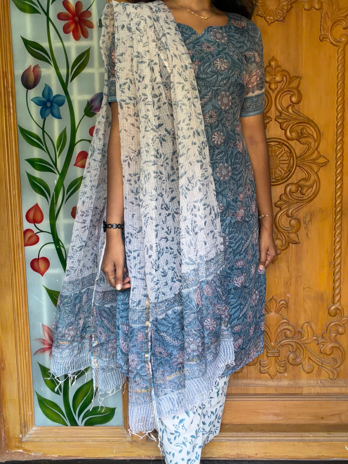 Blue Blossom - Pure Kota Doria 3pcs
