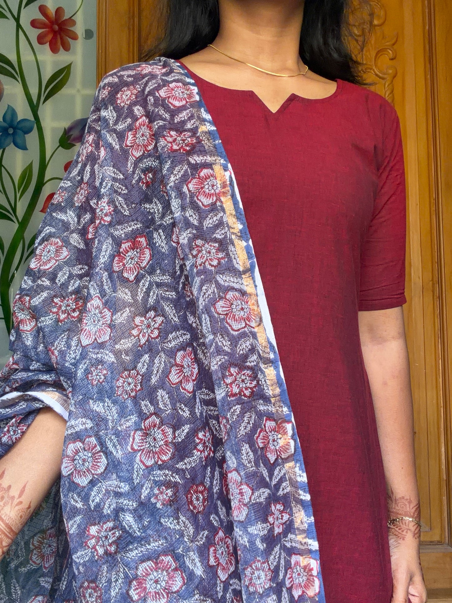 Pure cotton kurti with Kota dupatta