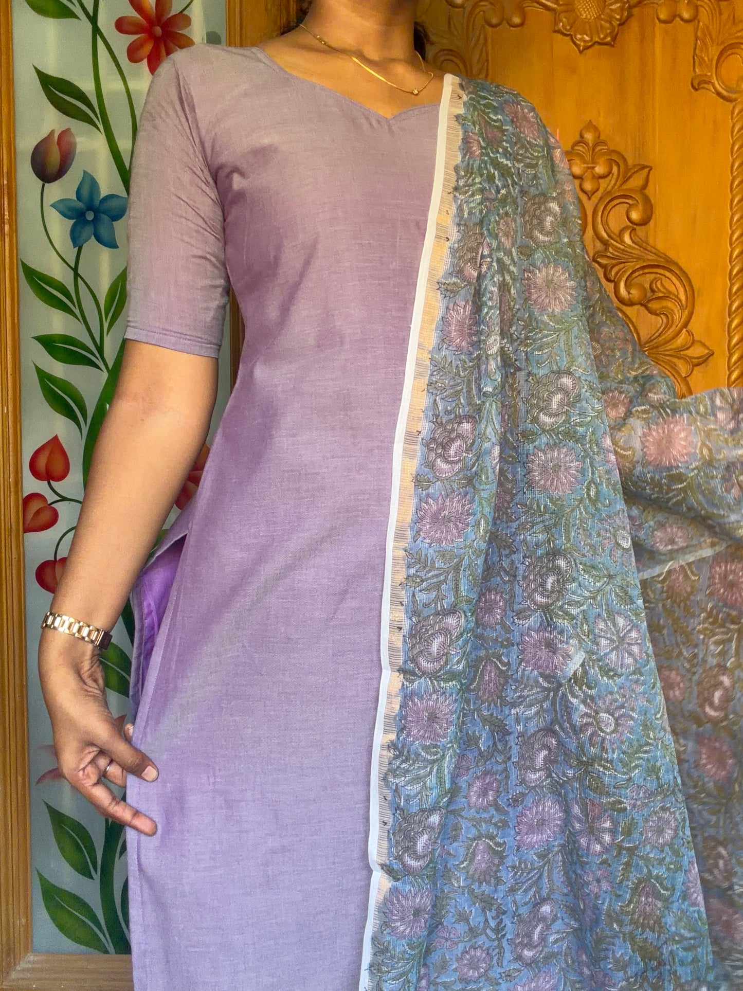 Cotton Kurti with Kota dupatta