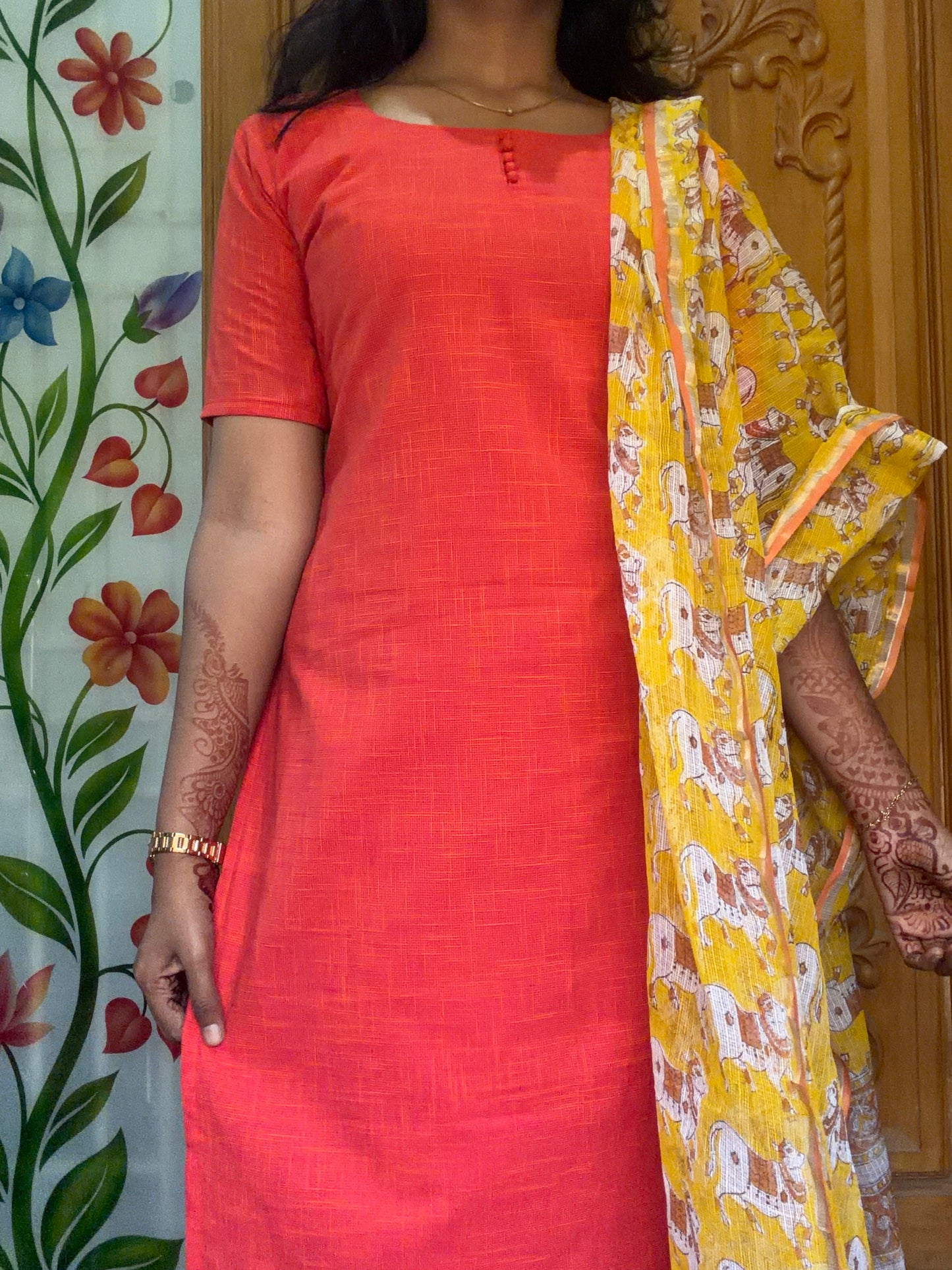 pure cotton Kurti with Kota Dupatta